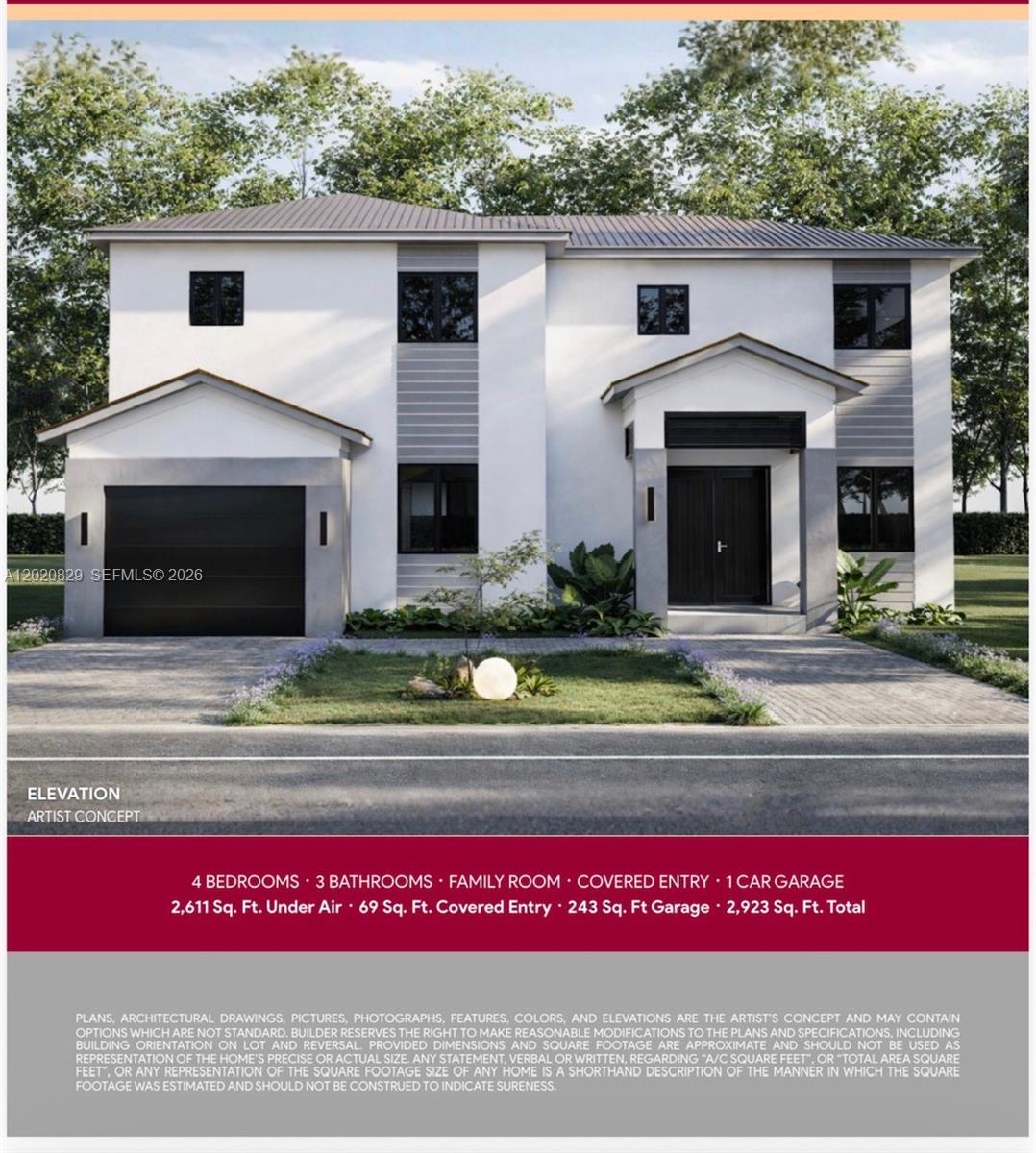 New construction of 14 single family houses in a very central area, No association or CDD, 3 and 4 bedrooms available.
4 bedrooms, 3 bathrooms with 1 car garage, one bedroom and full bathroom on 1st floor. estimated closing date February 2027. Only brochures available
