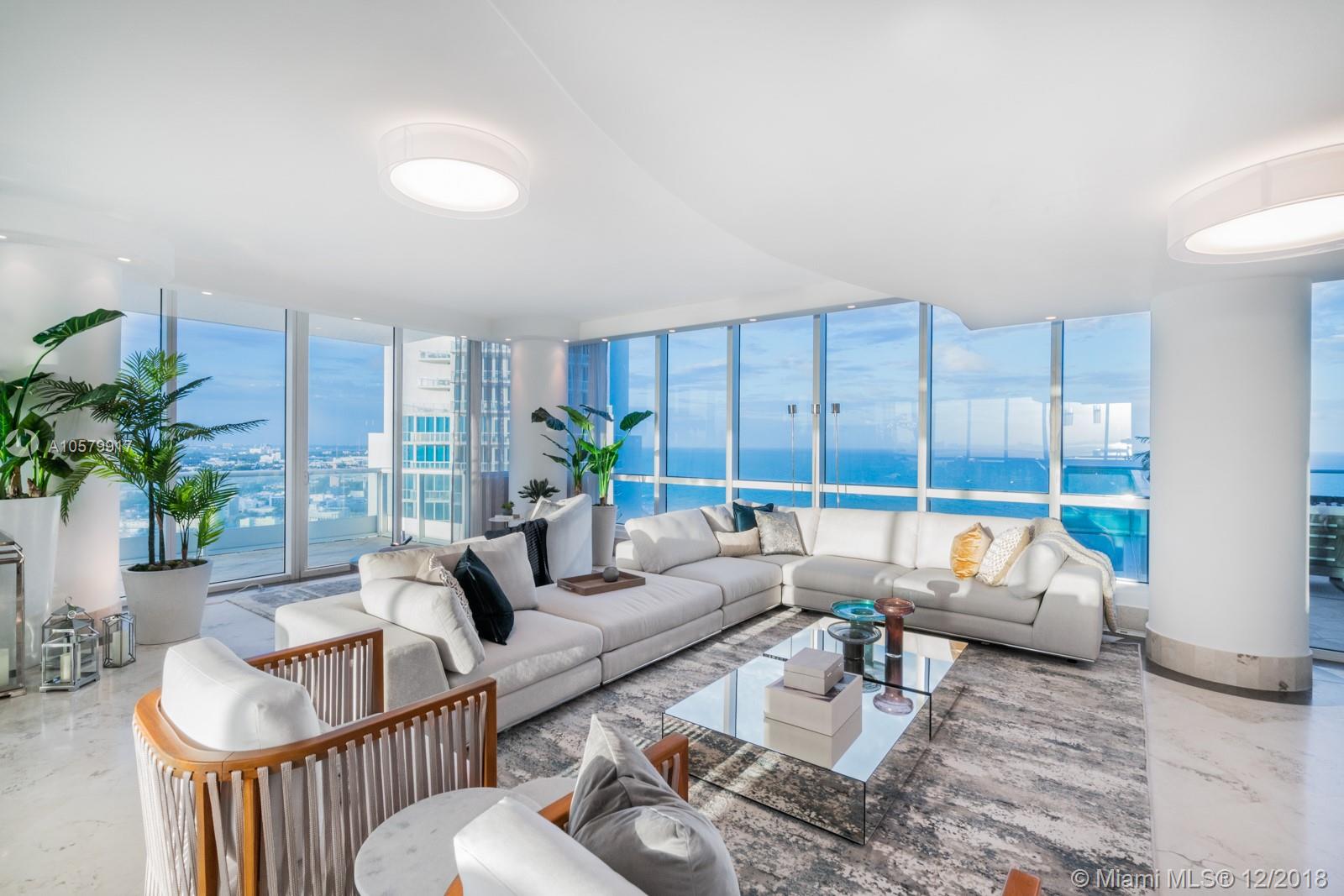 One-of-a-kind residence at the iconic Continuum on South Beach. Boasting a footprint over 6,500 sf including two expansive terraces with ocean & bay views. Spacious master suite connects to rooftop terrace with Jacuzzi for quiet nights or relaxing mornings. Impressive living room ideal for entertaining with 300-degree views seen through 30 floor-to-ceiling glass windows. Call for a private tour