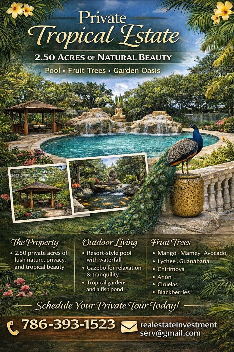 Beautiful Fruit Farm for Sale – 2.45 Acres of Tropical Paradise!Escape to your own private oasis! This 2.45-acre tropical farm offers a unique opportunity to enjoy nature, tranquility, and income-producing fruit trees all in one place.
The property is filled with a wide variety of mature tropical fruit trees, including mamey, mango, lychee, avocado, guanábana, blackberries, ciruelas, chirimoya, and anón trees, creating a lush and productive landscape perfect for personal enjoyment or agricultural investment.
Designed for both relaxation and entertaining, the property features a beautiful gazebo, a swimming pool with its own independent bathroom, and a peaceful fish pond that enhances the natural beauty of the land.
Additional highlights include well water (pozo) and modern smart toilets, offering convenience while maintaining the charm of a countryside retreat.
This is a rare opportunity to own a serene farm filled with tropical fruit trees, ideal for those seeking privacy, nature, or a potential agricultural venture. Perfect for Private countryside living, Agricultural or farm investment, Weekend retreat or family gatherings, Nature lovers and tropical fruit enthusiasts, Peaceful, private, and full of natural beauty — this property is truly one of a kind.