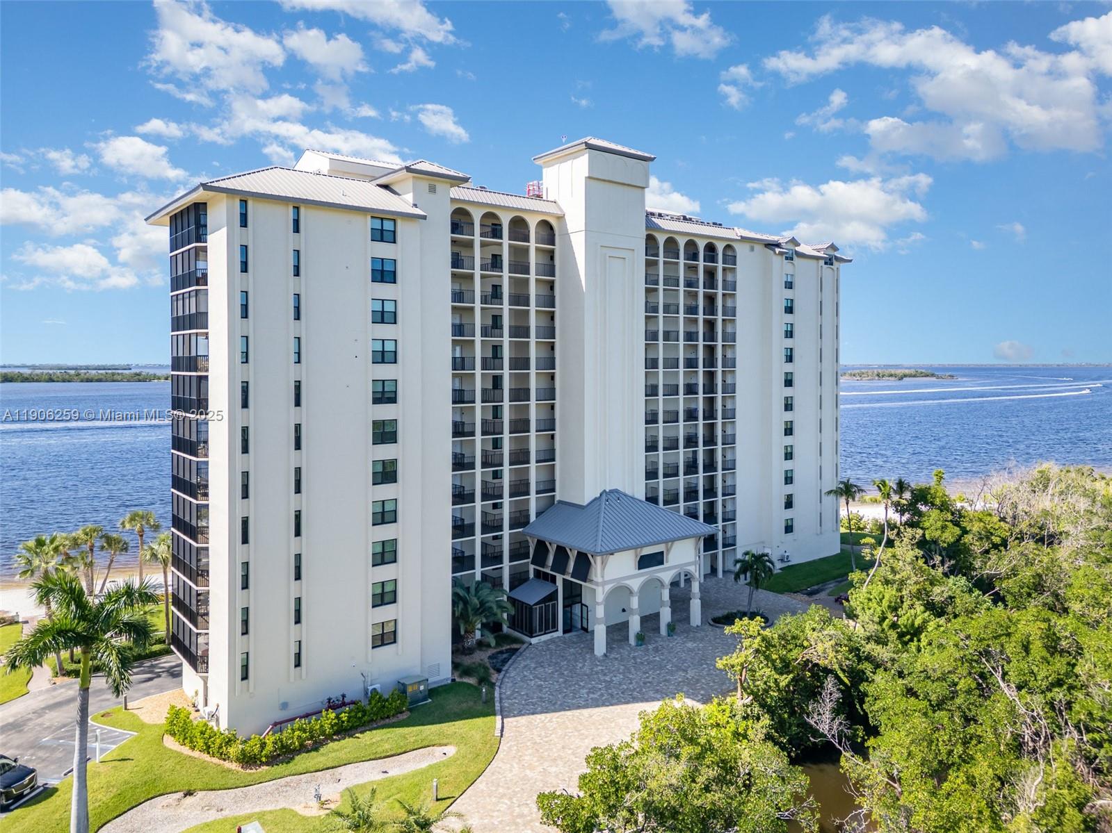 Experience the ultimate in waterfront living at this beautiful renovated 7th floor 2-bedr, 2-bath residence that captures relaxed coastal luxury. Step inside, and you’re greeted by soothing seaside tones, and stunning views that frame every sunset over the Bay and Gulf.
It has been thoughtfully updated with modern coastal design elements, creating a serene atmosphere ideal for unwinding or entertaining. Offered turnkey furnished (with only a few small exceptions), it’s move-in ready — whether you plan to enjoy it as a private sanctuary or take advantage of the excellent returns as a vacation rental.
Spend days exploring nearby Ft Myers Beach, Sanibel and Captiva Islands or lounging by the resort style pool. Enjoy your evenings watching sunset views from your private Screened lanai.