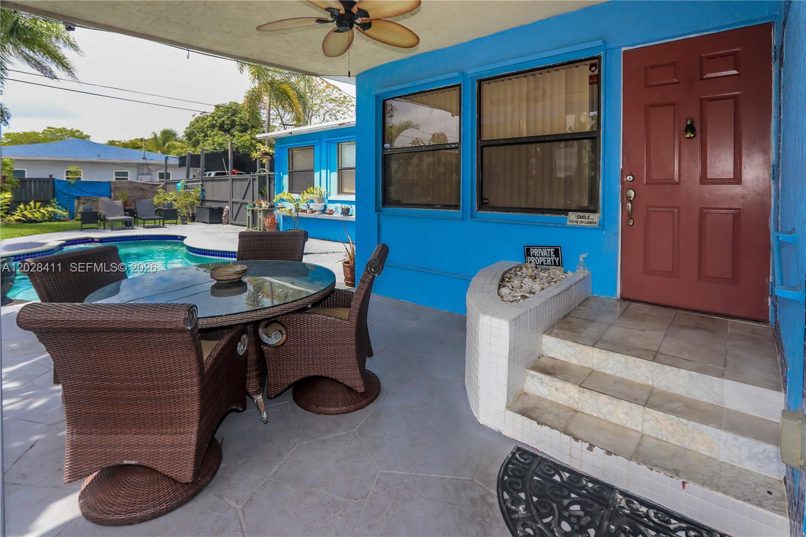 Exceptional opportunity on a desirable corner lot! This charming pool home offers a spacious 3-bedroom, 2-bath main residence plus a versatile studio apartment bedroom and bath—ideal for guests, extended family, a private office, or potential rental income. Inside the main home, you’ll find an inviting layout featuring a spacious living room, formal dining area, and decorative fireplace that adds warmth and charm. Volume ceilings enhance the open feel, while the combination of tile and wood flooring creates timeless appeal throughout.

The kitchen is equipped with stainless steel appliances, including a gas stove, microwave, dishwasher, and refrigerator, complemented by elegant marble countertops for both style and functionality.

The primary home offers two well-appointed bathrooms, including one with a tub and porcelain tile finishes, while the updated second bath features a sleek walk-in shower with porcelain tile details.

Step outside to your private backyard retreat with a sparkling pool—perfect for entertaining or enjoying sunny days year-round. Additional highlights include central A/C, washer and dryer in the garage, and a 1-car garage for added convenience.

A rare opportunity to own a versatile property with endless possibilities in a fantastic corner location!