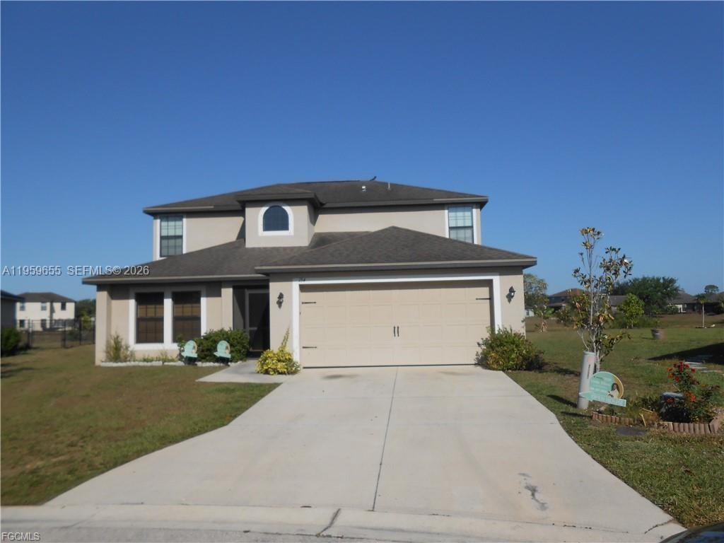 This is the one you've been waiting for! Discover this impressive 5-bedroom + den, 2.5-bath lakefront home in the exclusive gated community of Shadow Lakes — where space, comfort, and stunning views come together in perfect harmony. With nearly 2,500 sqft of living space and over 2,900 sqft total, this two-story home offers a versatile layout perfect for growing families, multigenerational living, or those who love to entertain. The bright and airy open-concept design flows beautifully from the large living and dining areas to a well-equipped kitchen with a walk-in pantry, sleek appliances, and room to cook and connect. Need flexibility? The den makes a perfect office, playroom, or guest space. Upstairs, you'll find generously sized bedrooms and a spacious primary suite complete with a walk-in closet and tranquil lake views. Step outside to your screened-in lanai and unwind as the sun sets over the water — the perfect backdrop for morning coffee or evening relaxation. This home has a 2-car garage, this home also features tile and carpet flooring, shutters, and central AC.