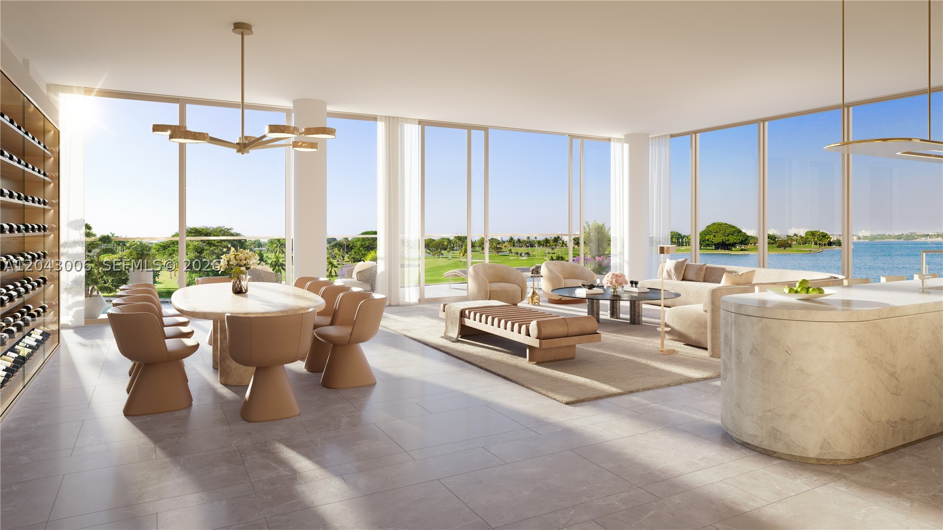 This Bay Harbor Islands waterfront residence offers 75 feet of unobstructed water and golf course views, with 3 bedrooms, 3 full bathrooms, and 1 powder room. Features include honed vanilla spider marble floors, a chef’s kitchen with Gaggenau appliances and Taj Mahal countertops, luxury bathroom finishes, and a marina slip for up to a 50-foot boat. Located in an exclusive gated community of only nine waterfront homes with private Yacht Club and Marina access.