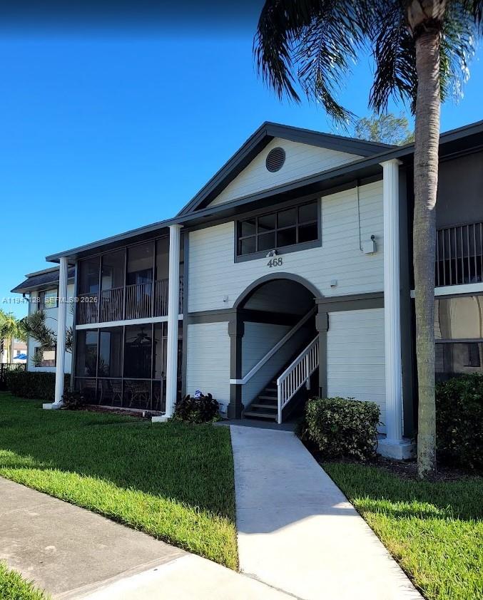 Best apartment in the gated community of Carmel Lakes; will go fast! Spacious corner unit with high ceilings; beautiful, screened balcony overlooking the lake, new washer/dryer in dedicated laundry/storage room, new contemporary bathrooms with double sink vanity (master), galley kitchen with plenty of cabinetry, granite top and bar, conveniently facing south which makes the apartment very bright. NEW A/C and WATER HEATER. Accordion shutters throughout and beautiful community pool. Conveniently located within short distance from I-95 and the Turnpike. See broker remarks for showing instructions