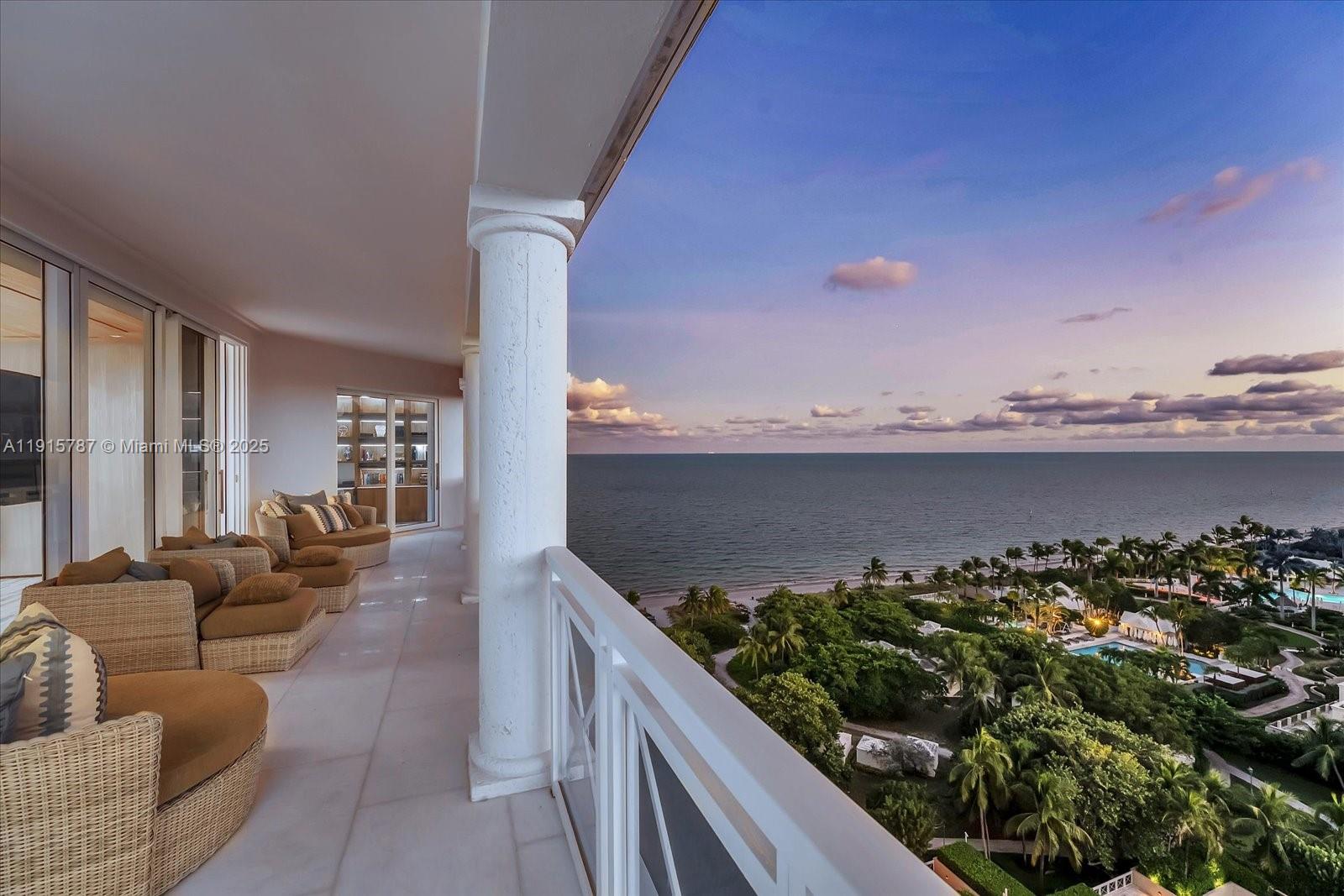 Dominating the Key Biscayne skyline, this Geoffrey Bradfield–designed penthouse is a rare display of power, prestige, and absolute luxury. Encompassing 13,630 sq. ft. with 10,421 sq. ft. under air and 3,000+ sq. ft. of oceanfront terraces, it commands 100 feet of unobstructed beachfront with sweeping sunrise and sunset views. Directly adjacent, the $100M+ newly reimagined Ritz-Carlton and its brand-new Beach Club sit at your footsteps, elevating exclusivity to a world-class level. Inside, soaring ceilings showcase a showpiece chef’s kitchen, grand dining, four-private en-suites, a refined executive office, staff quarters, and couture-caliber closets. Includes five premium parking spaces and five oversized private storage cages. A true trophy residence at the apex of coastal luxury.