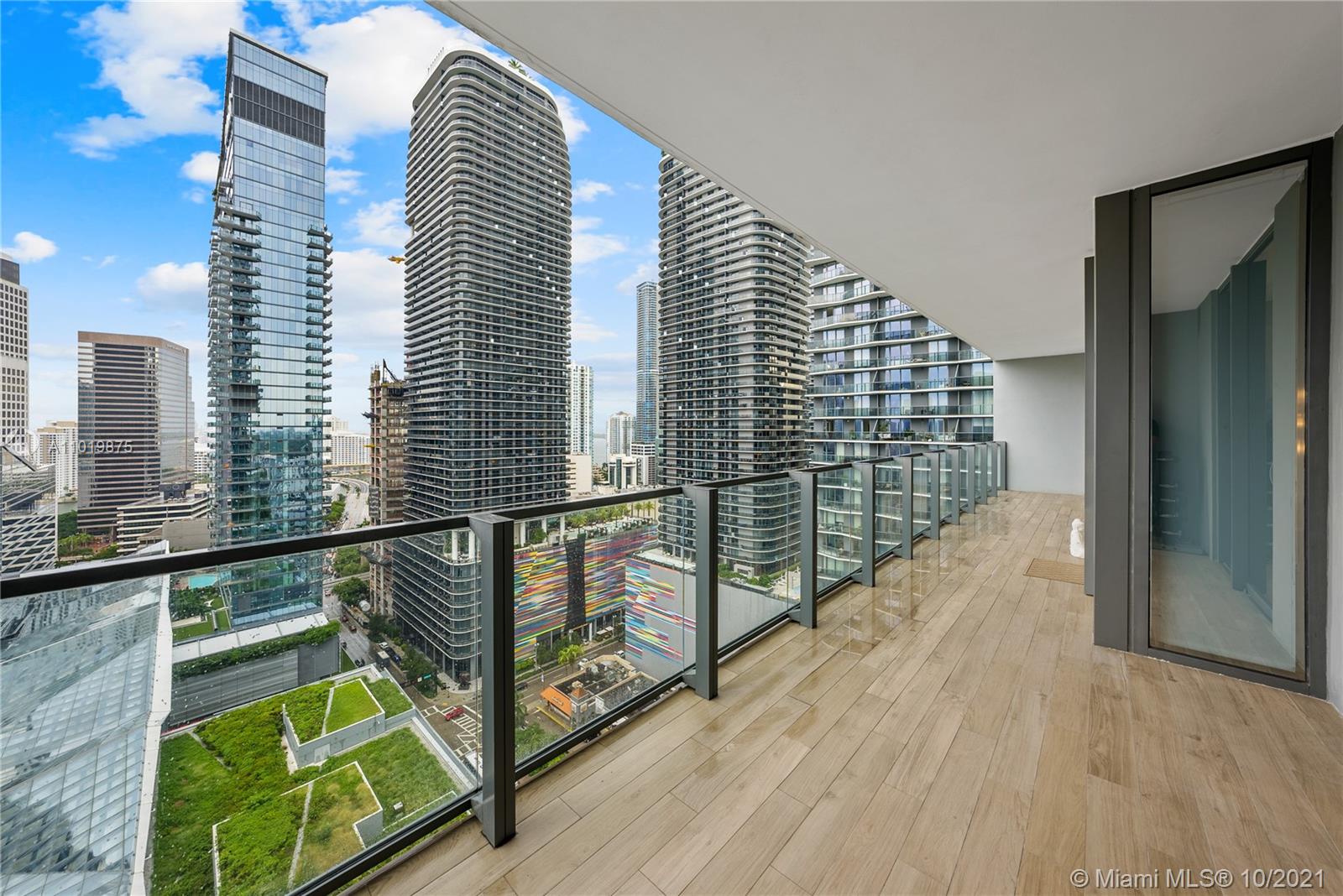 Enjoy living at Rise at Brickell City Centre one of Brickell's finest buildings. Incredible unit with extra-large terrace overlooking the city skyline and the river. Best priced 2 bed, 2.5 bath w/ extra-large terrace overlooking the city skyline and the river. High ceilings, marble flooring thru-out, modern wood Italcraft kitchen w/ Bosch appliances, wine fridge and Italian cabinets, black out window shades in both bedrooms and finished walk-in closet in master. Enjoy 5-star amenities including large landscaped pool deck, BBQ and sitting area, gym and spa. Live next to The Shops at Brickell City Centre and all the city has to offer. 1 assigned parking space.
unit is rented until Aug 12 2022 at $4,950.00.