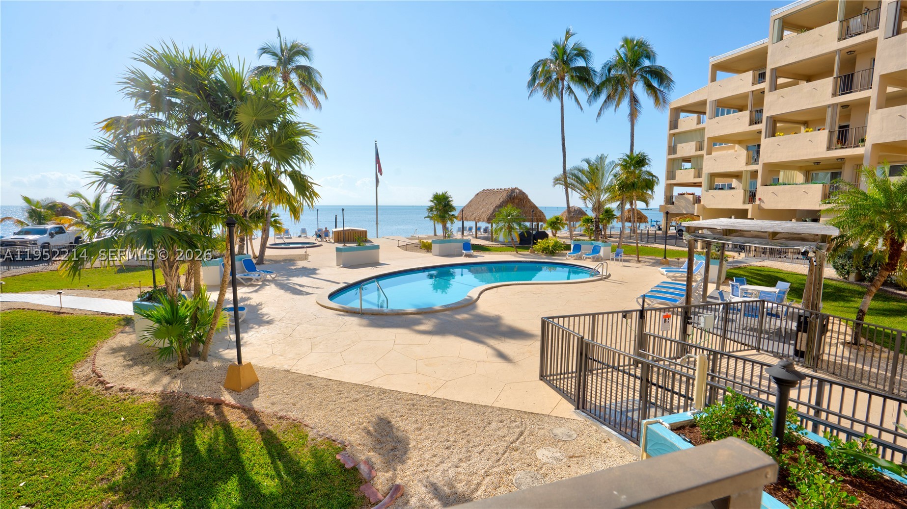 Spectacular Direct Ocean Views!  Islamorada's Best-Kept Secret! This beautifully appointed 2-bedroom, 2-bath residence offers breathtaking, unobstructed ocean views from your private waterfront balcony. Step outside and enjoy a refreshing swim in the oceanfront pool or take a dip directly in the crystal-clear Atlantic. Perfectly situated near Bud & Mary's Marina and just minutes from Islamorada's most beloved restaurants, this location captures the very best of island living. This property is truly a must-see—and it's priced to sell.
