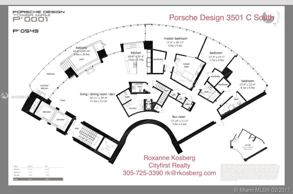 Wonderful 4 bedroom 4.5 bath apartment ready for decoration.  Garage is 569SF & Balcony is 831SF.