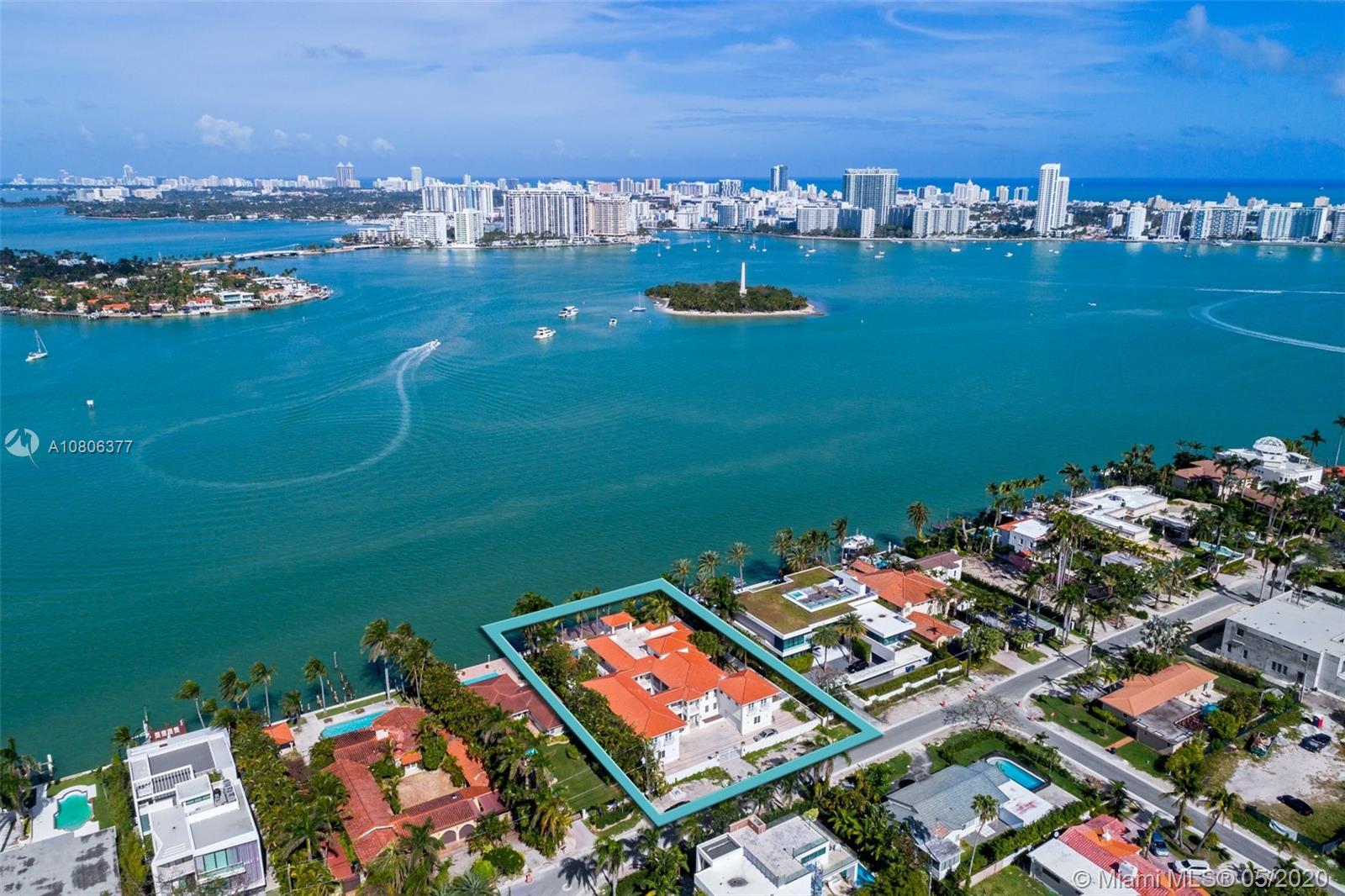 Situated on an oversized 21,000 SF lot with unobstructed wide open bay views and 120 ft of water frontage, this home on the prestigious and guard gated Hibiscus Island has great potential. With 16,170 total sqft, this home features panoramic views throughout, 7 bedrooms, 9 + 1 bathrooms, large pool, spacious backyard, and private dock with boat lift. Live in the heart of Miami Beach in close proximity to world class restaurants, shopping and beaches of South Beach, Downtown and Wynwood. For knockdown value; property contains building that currently requires substantial renovation to get new certificate of occupancy.
