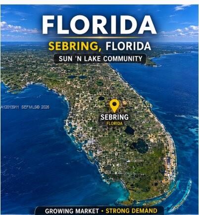 Oversized 0.40-acre residential lot in desirable Sun ’N Lake of Sebring. Ideally located near Sun ’N Lake Blvd commercial corridor, shopping, dining, medical facilities, golf, and major roadways while maintaining a quiet residential setting. Great opportunity to build or invest in a growing area.