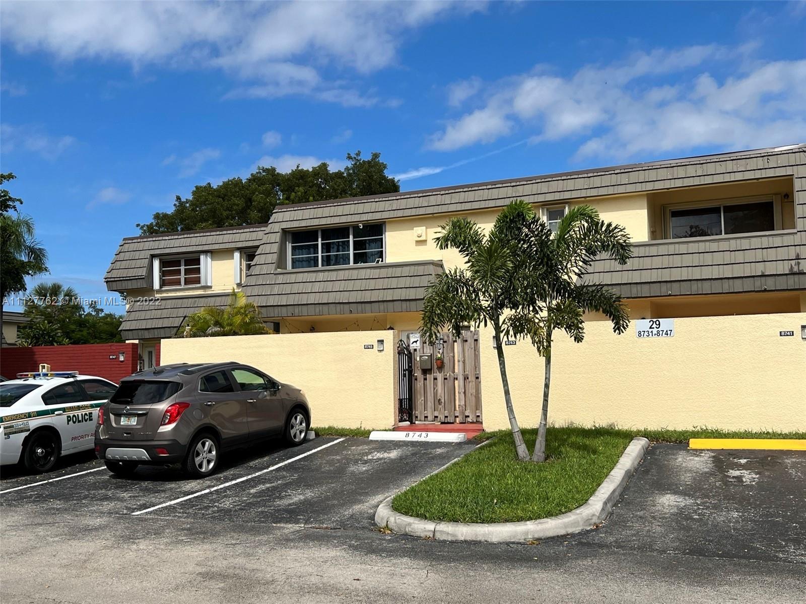 Completely remodeled and meticulous maintained townhouse in a great community of Kendale Lakes. 2 bedrooms 2.5 bathrooms, 4 walking closets,  easy access to malls, shops, grocery stores, restaurants and highways.  Tastefully decorated details, fully equipped kitchen, stainless steel appliances, granite counter top, all ceramic floors, closed patio but still green yard area, all bedrooms second floor, beautiful stairway, an entrance patio to welcome your family and guests, Partial impact windows/doors. Two swimming pools, one walking distance from this unit, one in the Club house, 2 parking spaces (1 assigned 1 not) possibility of a 3rd one. Must see to appreciate its upgrades and location. larger than tax roll indicates, per owner 1580 sf. By appointment only.