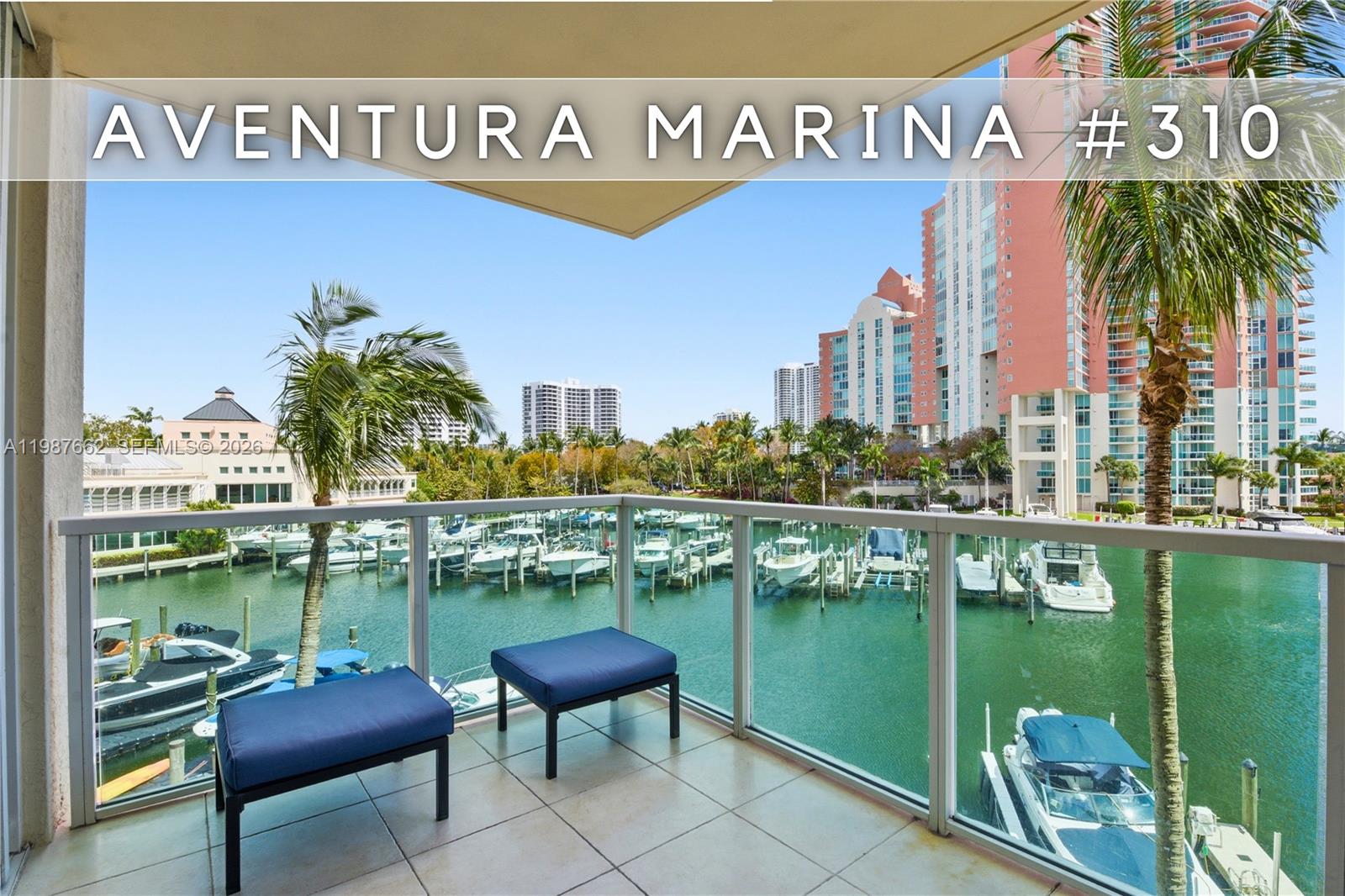 Residence #310 is a rarely available Corner Unit 10 Line offering beautiful water and marina views from a comfortable lower floor that maintains a close connection to the waterfront. Ideally positioned within the building, this residence features 9ft ceilings and impact windows throughout, and is considered one of the most sought-after lines in the community.

The spacious "true" 3-Bedroom, 2.5 Bathroom floorplan offers over 1,866 total sq. ft., providing a well-balanced layout with generous living areas and natural light. Both bathrooms have been recently remodeled, enhancing the overall comfort and finish of the home.

Aventura Marina II is a private gated waterfront community known for its upscale amenities, marina setting, and full-service lifestyle. Residents enjoy access to the Yacht Club featuring a modern fitness center, cardio room, and fitness classes. Boat slips for residents are available for rent or purchase, subject to availability.

Located in the heart of Aventura within walking distance to Aventura Mall, Publix, Starbucks, and just steps from Founders Park. Situated within an A-rated school district.