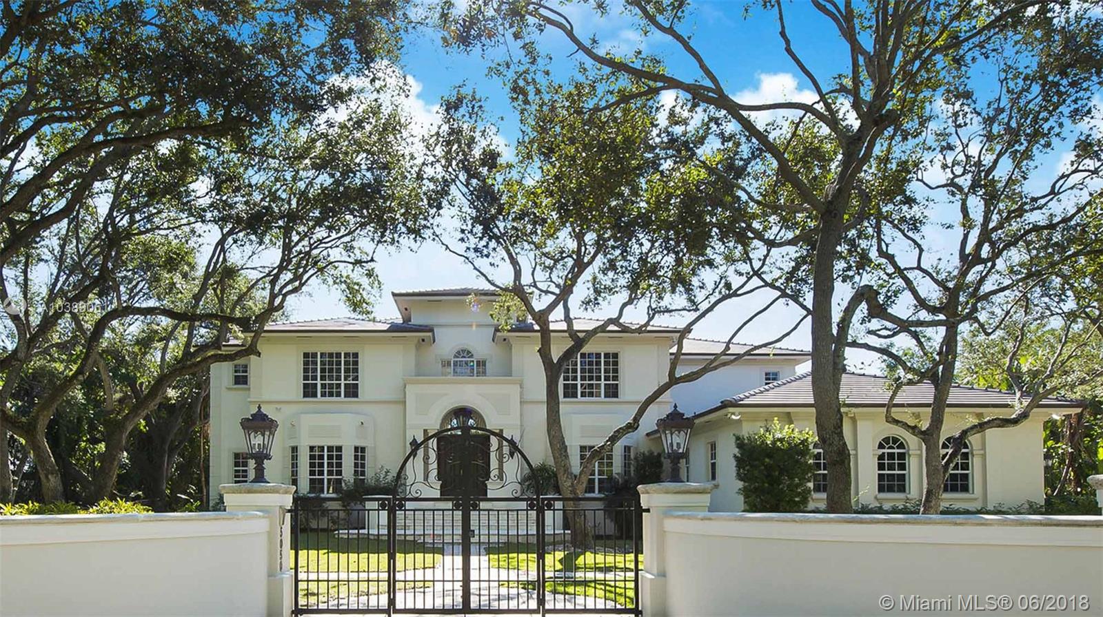 Welcome to this Impressive Classic Designed, Gated Estate on a tucked away Street in Prominent Ponce Davis. Oak-laden grounds lead to a Traditional Foyer Entrance w/ 7 spacious bedrooms & 7.5 baths. Marble Floors/Cathedral Ceilings/Wrought Iron Glamorous Staircase/Formal Living & Dining/Maple & Granite kit w/ Butlers Pantry/Gas Range & Stainless Appliances. Impact Windows & Doors over look 2 Terraces. Pebble Tech Pool & Stone Patio. Sep. Mahogany Office Suite, Guest Suite & Maids Qtrs. Upstairs Boasts Grand Master w/ Private Office, Marble Baths, His and Her Closets, Oak Floors, Split 3 En-Suite Gracious Bedrooms, 3 Car Finished Gar/2017 Roof/Cat 6 & Cisco Systems. Begin your new year here! Also for rent 20K per month