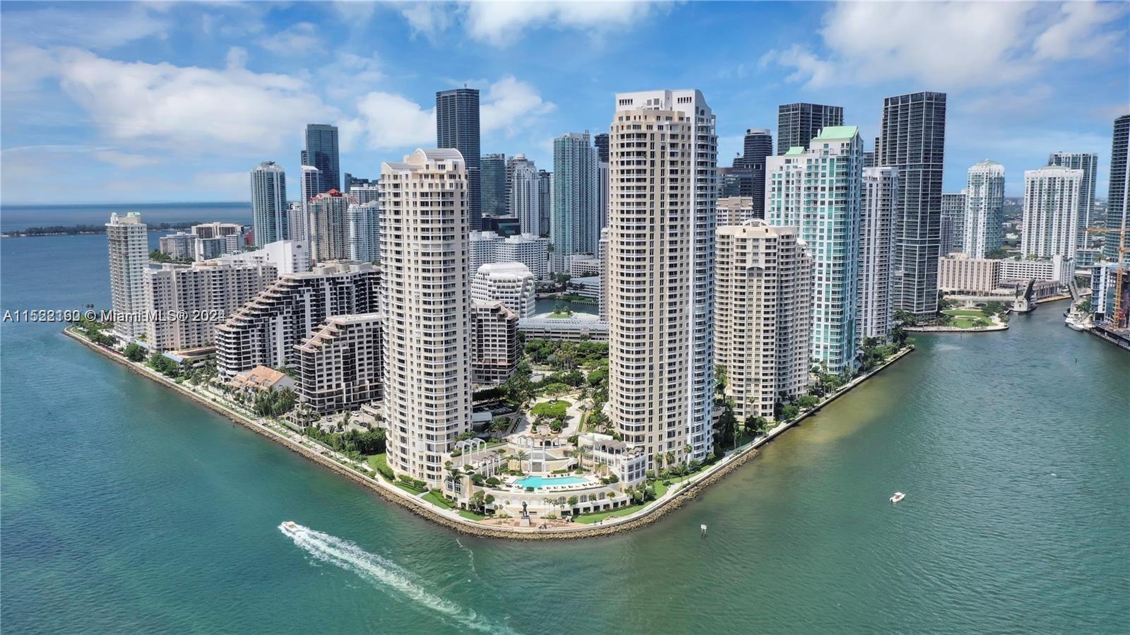 This amazing unit within Asia, the building known as the crown jewel of Brickell Key, Offers spectacular water views from every single bedroom. The home features a private elevator, 4 bedrooms, 5.5 bathrooms, a maid's quarters, huge office/playroom, an assigned storage unit and 2 assigned parking spaces. The building has its own tennis court, indoor racquet ball court, indoor basketball court, gym, pool, valet services and 24 hour concierge.