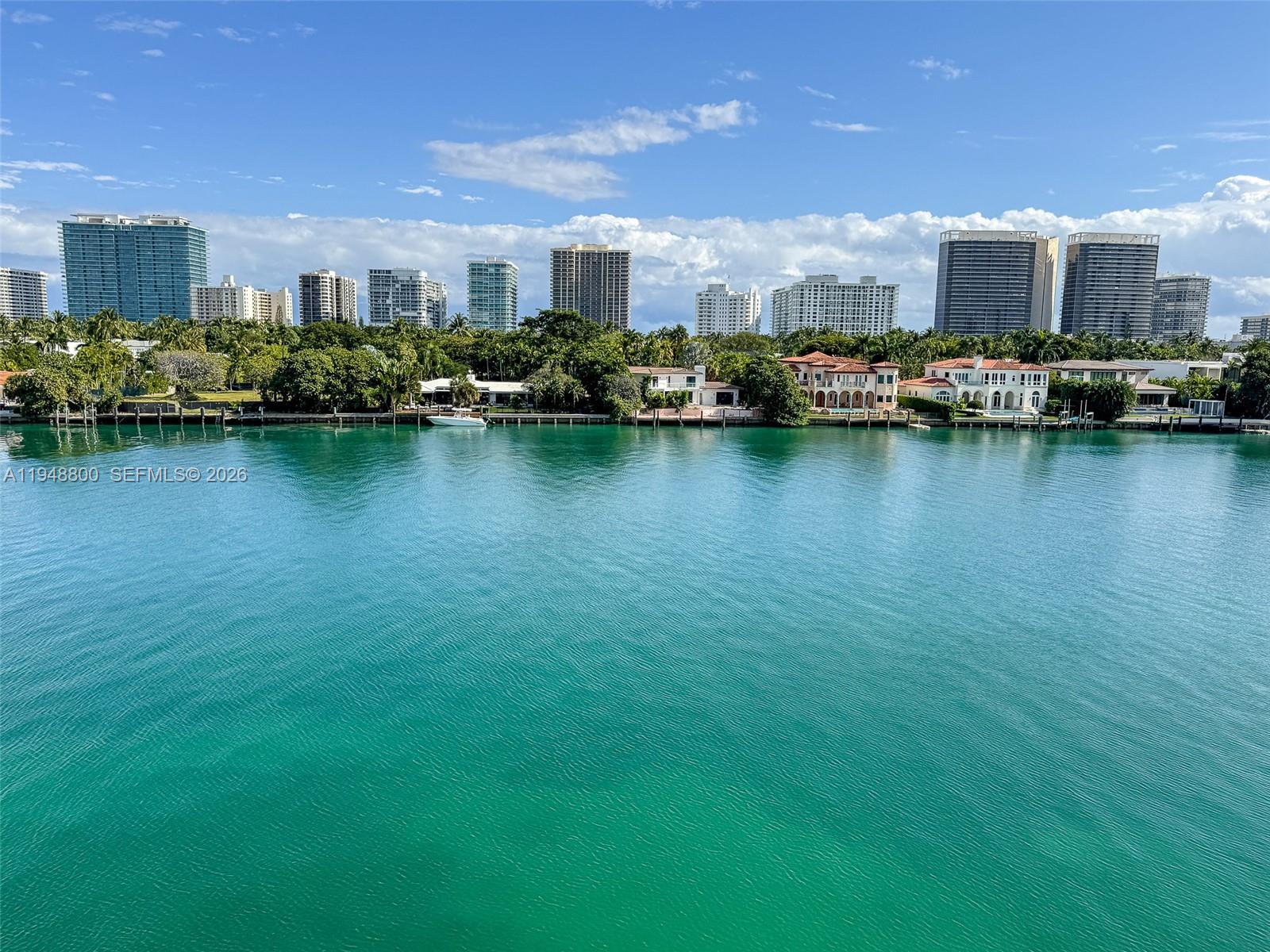 Spectacular Water view of wide calming canal of Bal Harbour Village, Surfside and Sunnyisle Beach Front skyline. 2 bedrooms 2 bathrooms, Unfurnished, Ceramic Floors. 5th floor unit facing East water views from every room. Views of Multi-Million dollar homes across the canal. From the open balcony 180 degree water views. Basic cable, internet, electricity, hot water are also included in the monthly association payments. Proximity: Minutes to the Beach, Bal Harbour Shops, Parks, Restaurant and Ruth K. Broad Bay Harbor K-8. Amenities, Pool. Intracoastal Kayak Access. Doorman service. One space parking included. Guest parking. Municipal Parking 1 block away. 40 years recertification and Sirs form completed.  Great location in a quiet, peaceful, town. Centrally located between both Miami International and Fort Lauderdale Airports.