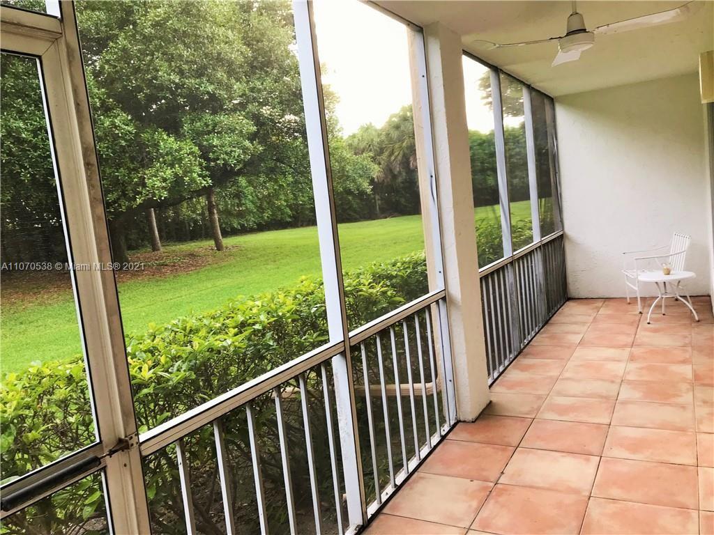 TRANQUIL Garden View from this Freshly Painted GROUND FLOOR 1/1 PLUS HALF BATH with TILE ON DIAGONAL THRU-OUT Except Bedroom and 2017 A/C.  Short Walk to POOL/TENNIS/PICKLEBALL. Gated, Bus Service within and outside the community, Fitness, Theater, Restaurant and More. ASSOCIATION REQUIRES ONE OCCUPANT 55+  Information Deemed Reliable but, Not Guaranteed. SELLER MOTIVATED!