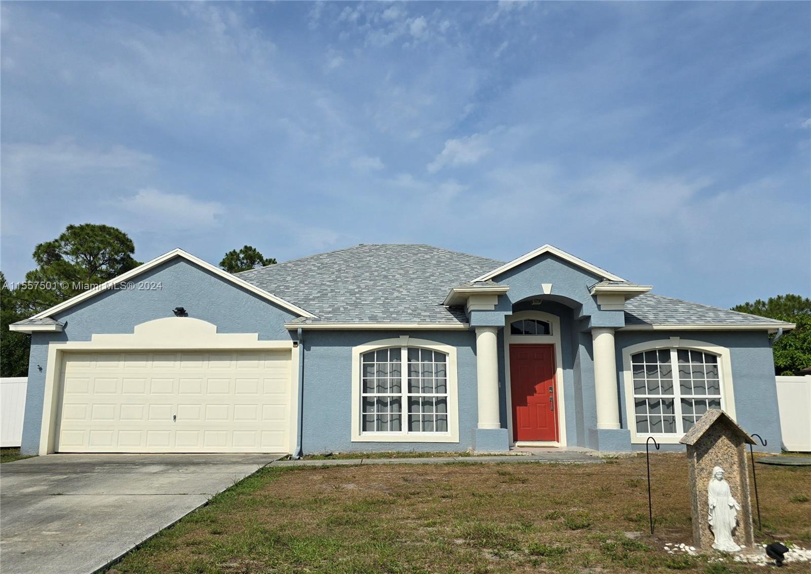 NEW ROOF JUST INSTALLED, w/ transfer of warranty! Move-in ready, 3bd/2b gem of a home. Nestled in a prime location, it features an open floor concept, vaulted ceilings, and expertly remodeled interiors that will leave you breathless. Enjoy preparing meals in a modern kitchen with black stainless steel appliances, 2 1/4 Mitered Edge Qrtz countertops, and a waterfall peninsula design. Porcelain flooring throughout & lavish master bath with his/hers vanity & separate tub/shower. New AC unit from 2018 plus brand new fence installed (2022). Spacious backyard, sun roof and a huge shed for extra storage. This house is minutes from the I-95, FL TPKE, Gatlin, Tradition, Cleveland Hospital, St Lucie West shops, + rated schools including charter schools, and much more. No Fault of Sellter!