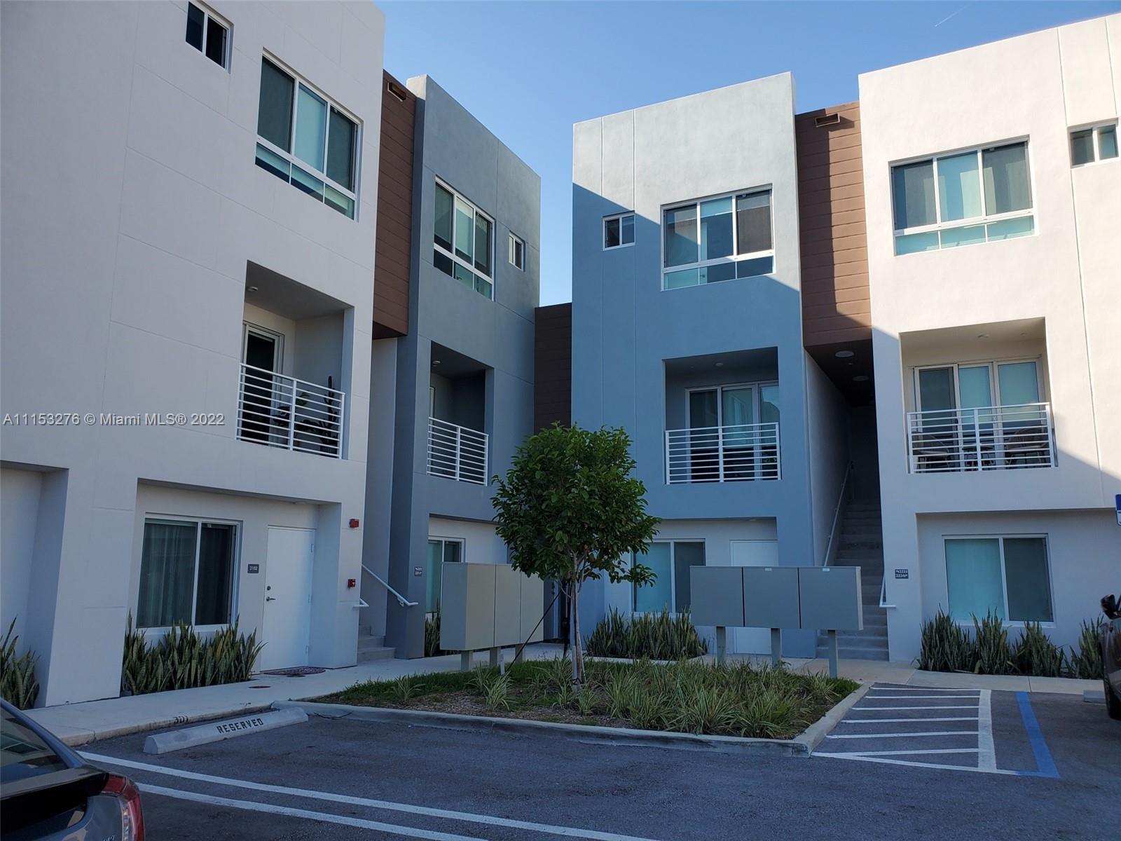 Brand new 2 bedrooms, 2 and 1/2 bathrooms + Den with all the modern comfort! Two stories unit located in a brand new building, on a second floor. Entry level; modern cabinetry kitchen with quartz counter tops, state of the art stainless steel appliances, living and dining room, balcony and a half bathroom for your guests. On the upper floor; two bedrooms (master with an en-suite bathroom and walk-in closet) built-in closets, corridor bathroom with tub, den, laundry center. All through laminate wood-floors, and tiles in bathrooms. 1 assigned parking space. Complex has a pool and barbecue area, excellent location close to Aventura, easy access to I-95. Office hours are M-F, 9-5.