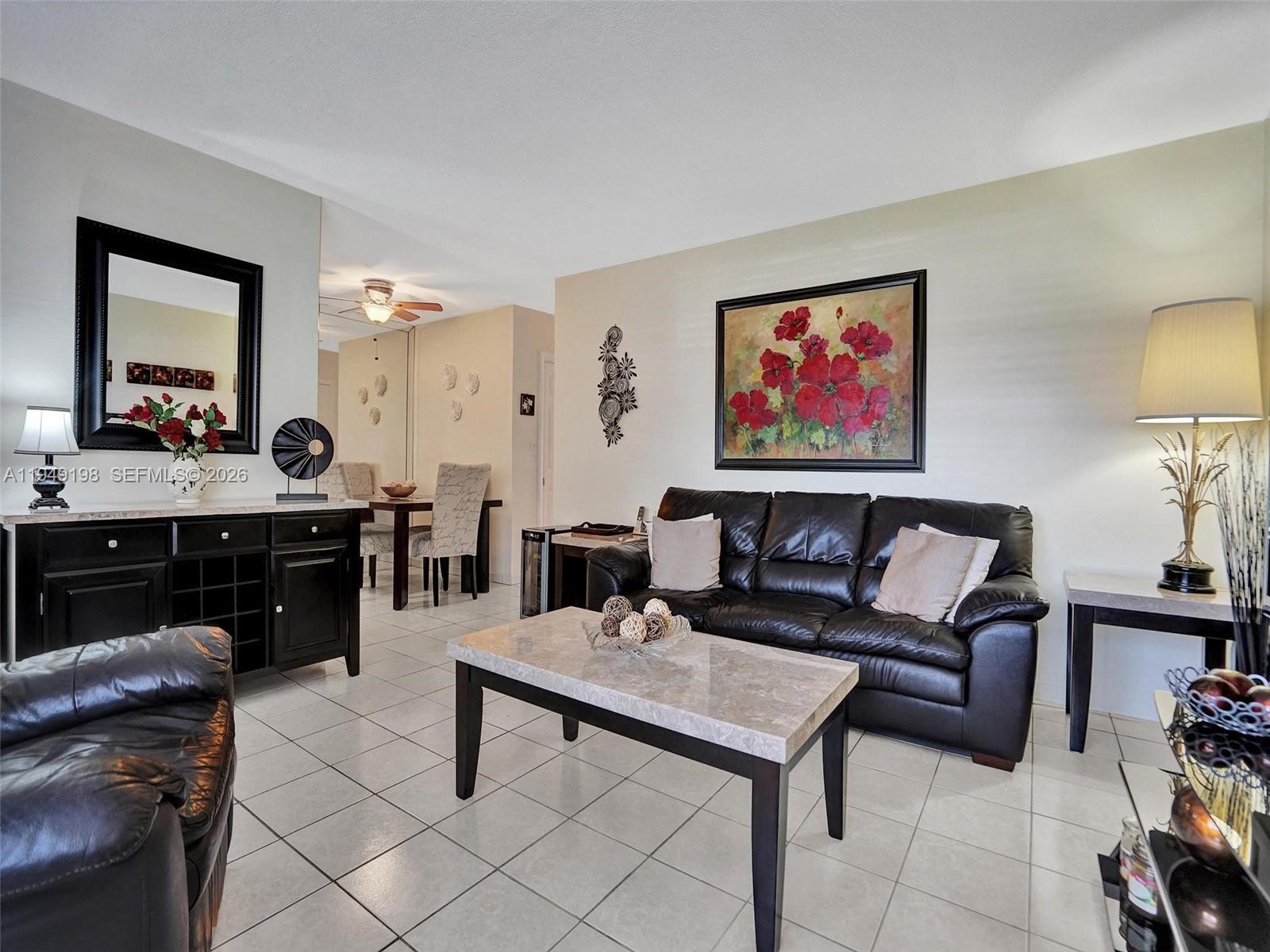 Beautiful unit directly on the first floor in Building 6 of the Mar-Len Gardens. Nicely located, only a few steps to the pool! This one will sell all furnished and turnkey with everything needed. The leather sofa is a sofa-bed to accommodate your guest & family. Remodeled bathroom, white tile floor throughout, new doors, AC 2021 in the living room and new AC 2025 in the bedroom. New refrigerator (1 year) Wow! The Mar-Len garden is a Hopa Verified Community with lots of activities and fun. COOP with land lease. Cash only, No Rental 1st year, then once a year for a max of 4 months, Gated community with 2 pools, clubhouse, interior pickleball, gym.. Only 3 miles to the beach Beach! Closed to the restaurants and stores (Aventura Mall)! Call fast, won't last! Total Fees are $740/month including Maintenance, Land Lease, Taxes and Reserve. New roof for the buildings are already paid