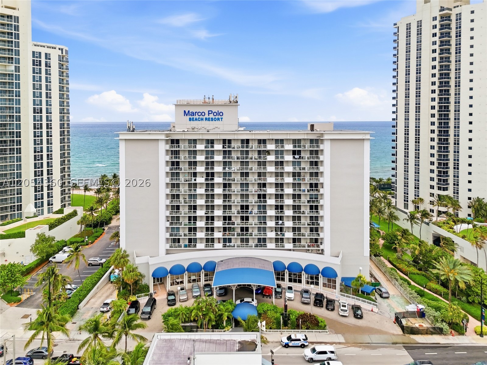 Enjoy resort-style beachfront living at the iconic Marco Polo Beach Resort in Sunny Isles Beach. This 1-bedroom, 1-bath apartment features an open living and dining area, stunning ocean view, and a 65" Smart TV. Residents enjoy direct beach access with chair and umbrella service, an oceanfront pool, fitness center, on-site restaurant and bar, valet parking, and 24-hour security. Prime location just minutes from Aventura Mall, Bal Harbour, fine dining, shopping, and entertainment. Move-in ready and perfect for enjoying the best of South Florida living.