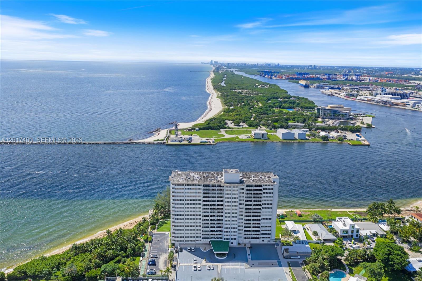 Totally remodeled designer showplace at Sky Harbour East features an open floor plan, impact windows, custom finishes and more. Enjoy cool north side views of downtown skyline and ocean. Renovated luxury building with five star amenities is right on the sand and offers one of the best locations in Fort Lauderdale. Enjoy the beach, fitness center, putting green, BBQ, fishing and a heated inlet view pool. Highly desirable Harbor Beach area location is within close proximity to restaurants and beach clubs and just minutes to Las Olas, downtown, airport, Brightline and all major roads. Maintenance fee includes cable & internet. ELSS upgrades in process and paid by seller plus fully funded reserves for SIRS.