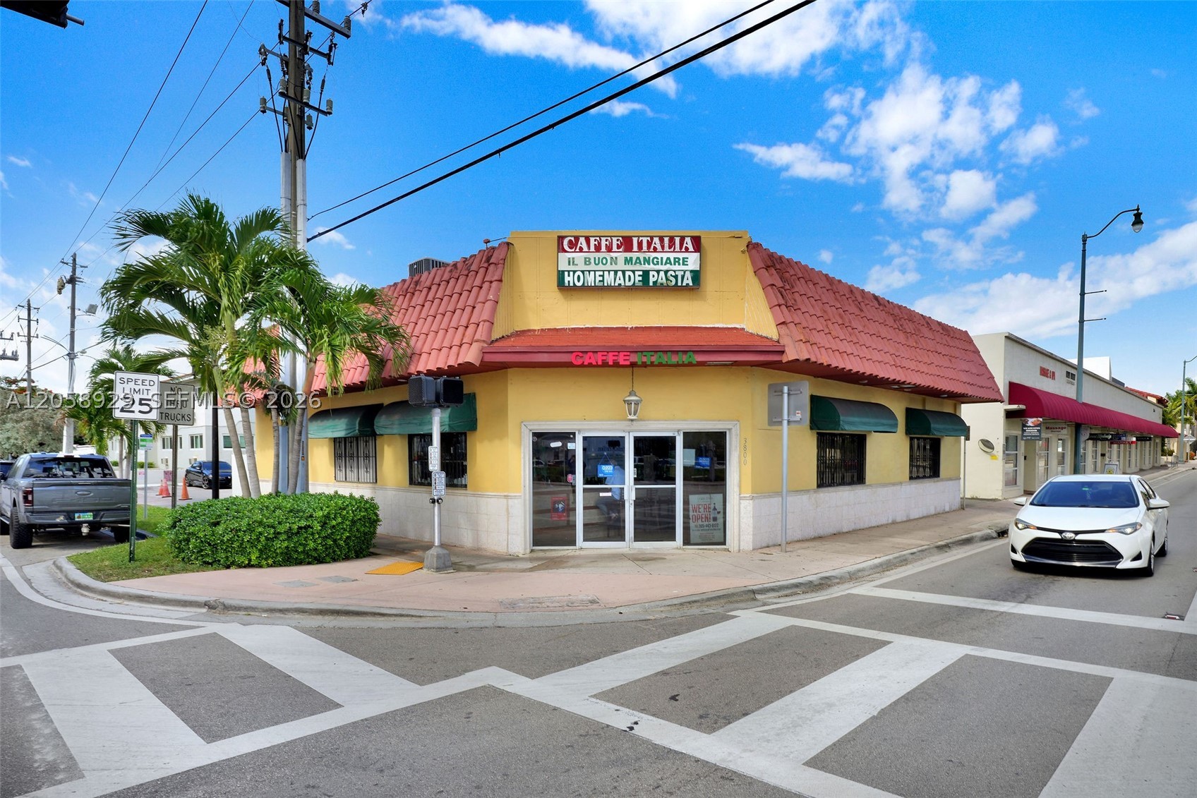 3800 SW 8th Street is a freestanding, income-producing corner retail building on the signalized hard corner of US-41 (Calle Ocho) and SW 38th Avenue, the gateway to Coral Gables on a top-traffic South Florida corridor. Built in 1945 and well-maintained, the +/-3,259 SF building sits on a  +/-6,000 SF corner lot with wrap-around frontage, two-street signage, and parking. Home to Caffe Italia on a triple-net (NNN) lease through July 2027, it delivers worry-free income now with near-term upside to mark rent to market, re-tenant, or owner-occupy. Turn-key restaurant build-out: wine-wall dining rooms, full commercial kitchen, walk-in cooler, and marble restrooms. Next door (3808 SW 8th St) sold May 2026 at $765/SF. With 35,000+ vehicles/day and minutes to Miracle Mile, Brickell, and MIA, it pairs stable cash flow with irreplaceable hard-corner real estate.