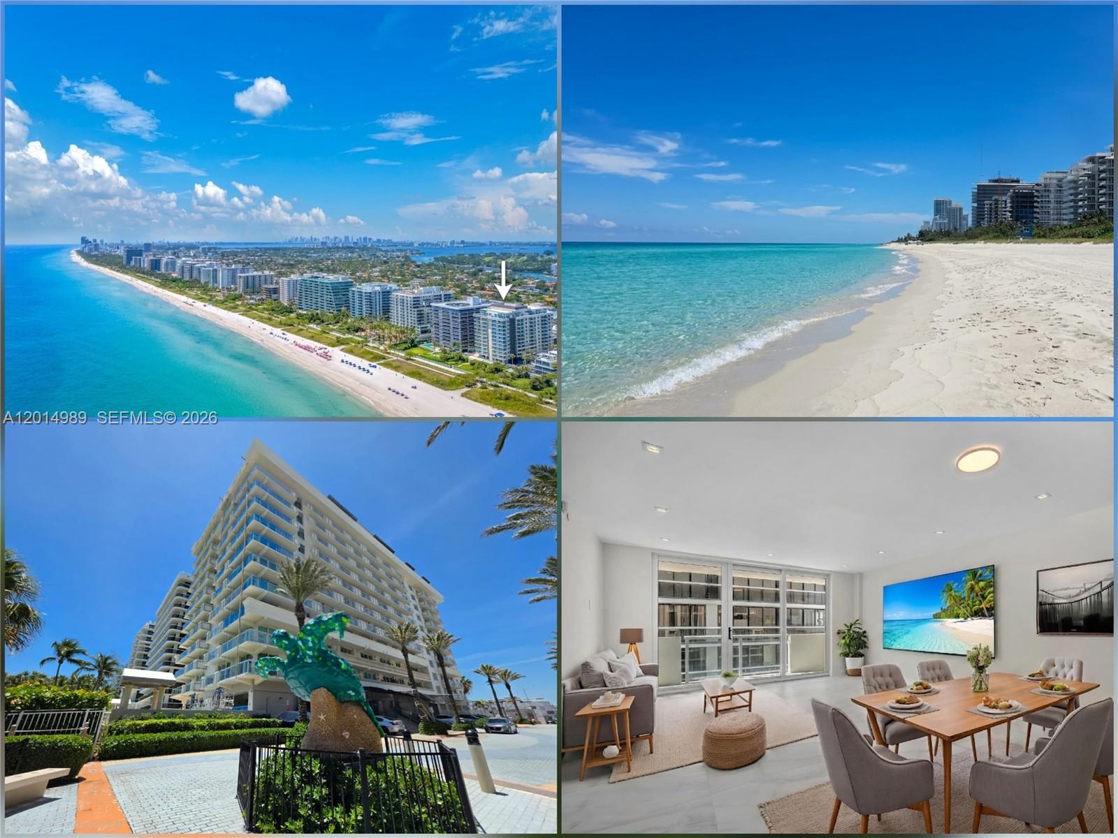 LIVE IT OR LEASE IT--EXCEPTIONAL OPPORTUNITY AT THIS SPIAGGIA OCEAN CONDO - Whether you're searching for your dream coastal residence or a high-yield investment property - this Stunning Fully Renovated Unit checks every box. For the Owner/Occupant — move right in and start living the coastal dream! This beautiful state-of-the-art 2 bedrooms (1 bed+den with door) at Spiaggia Ocean Condo is flooded with natural light and showcases breathtaking sunsets and partial ocean views. The open-concept living and dining areas flow effortlessly into a sleek kitchen with elegant marble countertops – perfect for relaxing and entertaining. Enjoy full resort-style living with 24/7 concierge, beach service, state-of-the-art gym, and beautifully maintained outdoor areas. Building features secured lobby, doorman, and covered parking. Just one block from the world-renowned Bal Harbour Shops and moments from top dining, supermarkets. Zoned for some of Miami's best public schools. 
For the Investor:
This unit comes with a ready and qualified tenant offering $5,500/month-delivering immediate cash flow from day one wth zero vacancy risk. At $5,500/month = $66,000 in gross annual income, representing a strong return in Surfside's Luxury rental market in such high demand. Gross Rental yield
= 5.5%. 

Don't miss this rare dual-purpose opportunity to own a turnkey residence in one of Surfside's most desirable addresses. Live in paradise or collect income. Either way - you win!