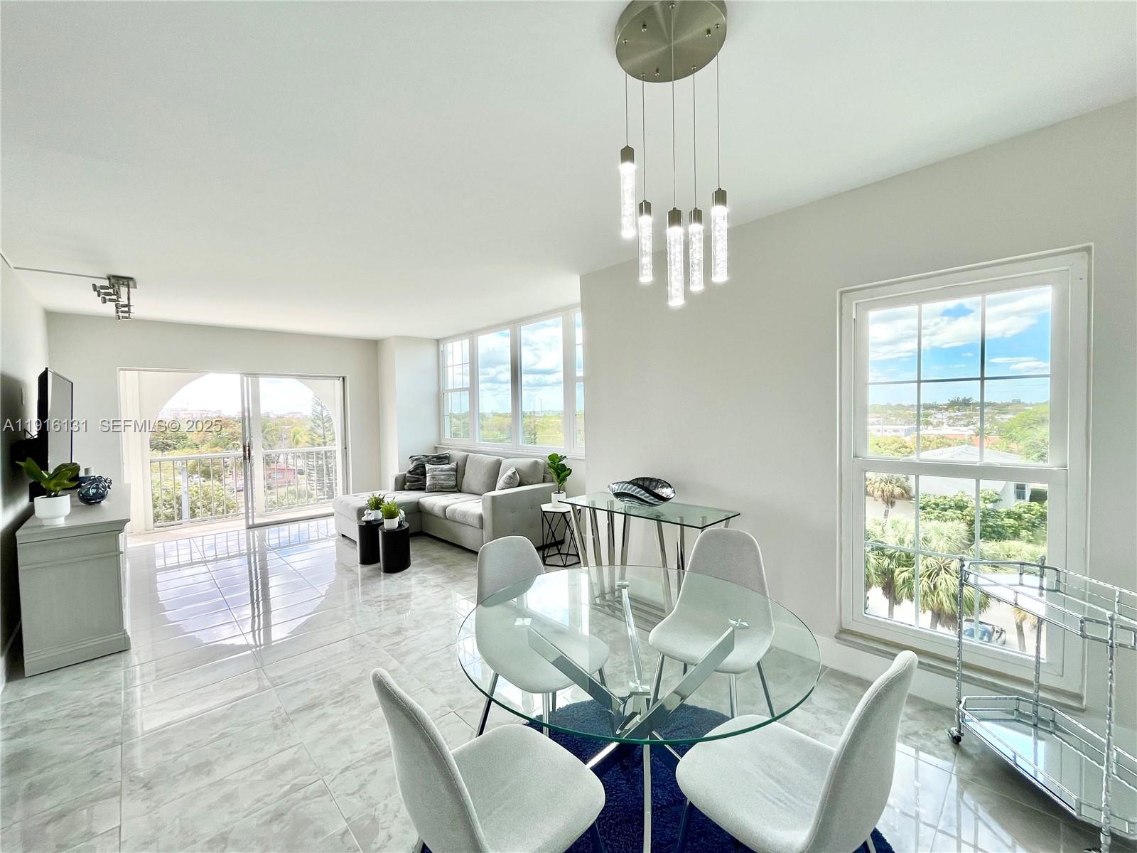 FULLY RENOVATED & FURNISHED CORNER PENTHOUSE WITH IMPACT WINDOWS 55+ Community. Beautiful 2 bed/2 bath top floor corner unit with unobstructed panoramic views of Boca Raton. This condo has been fully renovated with new stainless-steel appliances, bathroom vanities, built-in closets, bathroom flooring and window treatments. This unit comes furnished and includes a storage unit and one reserved parking spot with ample guest parking spaces. The building is in close proximity to the beach, Mizner Park, the Brightline Train Station, Publix Supermarket, retail shopping. HOA includes internet, water, common area maintenance. Laundry facilities on each floor. The building has been newly renovated including lobbies and hallways.