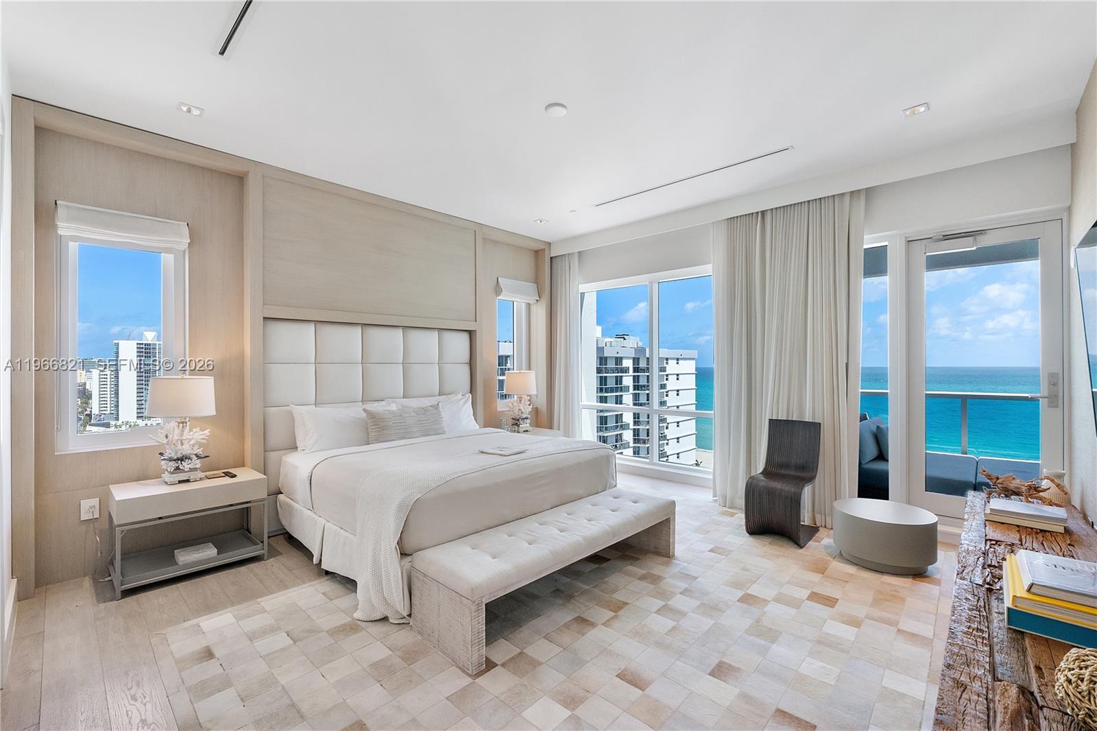 Rarely available oceanfront corner penthouse offering 2,295 SF with 3 bedrooms plus a den, currently configured as a 4th bedroom with a walk-in closet. Floor-to-ceiling glass captures unobstructed Atlantic views and exceptional natural light. Fully furnished with luxury finishes throughout.
No rental restrictions. An optional hotel program allows owners to generate income while preserving full flexibility for personal use.