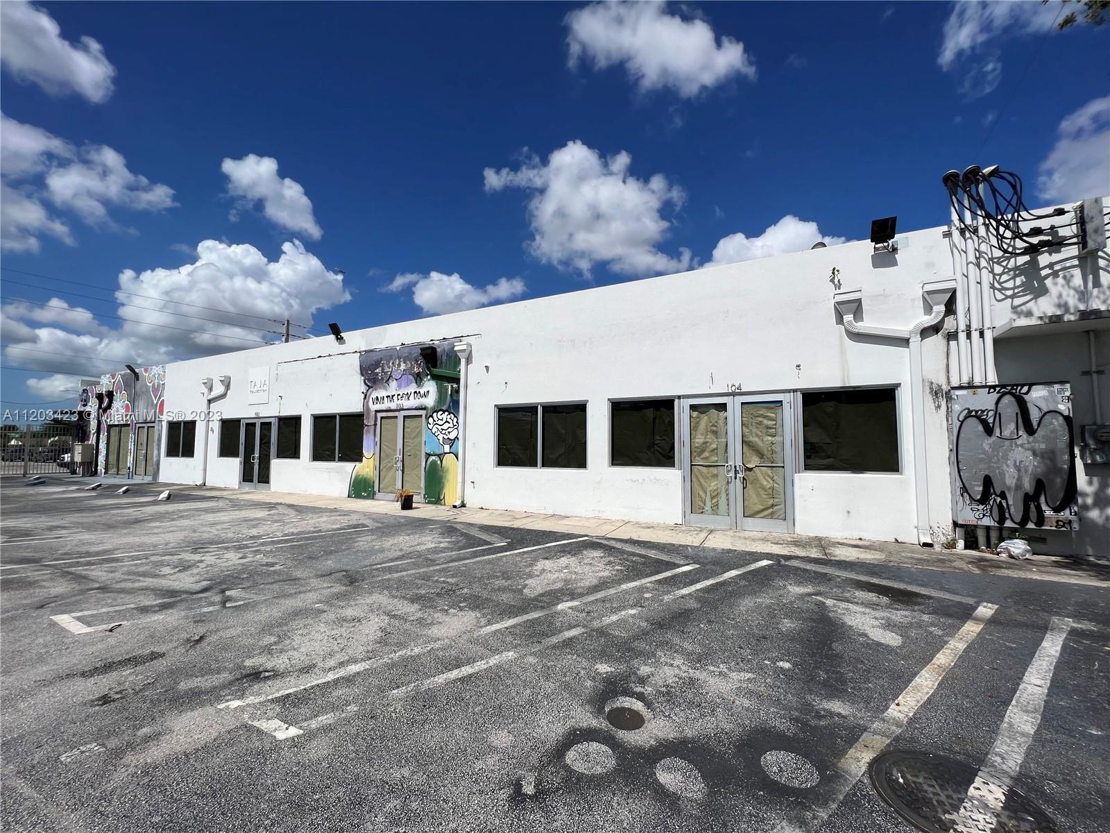 WYNWOOD space #104 available. 1190sf in GATED property (with electric gate) for retail, office, showroom, storage... Asking $45 per sf NNN (Gross rent all in  $6,148). 5 PARKING spots on included in rent. 

 ====>Attracting over 6 Million visitors in 2022, Wynwood Miami is a globally recognized destination for art, fashion, innovation and is quickly becoming the “Silicon Valley of the South”. Ideally located next to Midtown and Edgewater’s dense residential communities, with quick access to Miami’s Design District and Downtown, Wynwood has emerged as a a cutting-edge neighborhood with an eccentric art scene, unique restaurants, numerous nightlife locations, and newly built residential developments. The place to be!