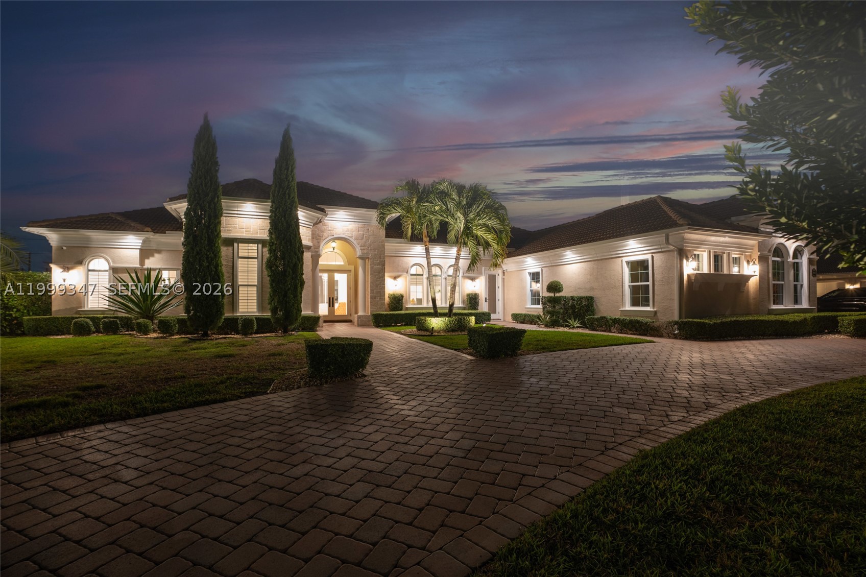 Discover this elegant residence in the heart of Davie, Florida. Located inside the Gated Community of Sterling Ranch, where Contemporary design and 12' Ceilings come together. The home features an open layout, oversized windows that bring abundant natural light. It offers 4 bedrooms, 1 private office, and  4.5 bathrooms, all designed for a South Florida living and privacy feel. Among its exclusive amenities, the property includes a water filtration and softening system, central vacuuming, and an instant water heater, elevating your quality of life. Gourmet kitchen and stainless steel appliances. Each bedroom has a private bathroom.  Outside, enjoy a beautiful SALTWATER system pool and spa overlooking the famous Hard Rock Guitar Hotel & Casino, as well as the Hard Rock Stadium. The location is ideal, with easy access to all major highways, both Miami & Ft Lauderdale Airports, shopping destinations, restaurants, and entertainment. Minutes away from Nova Southeastern University. More than a home, it’s a lifestyle that blends luxury, comfort, and convenience. This is not just a house; it's a lifestyle designed for those who value luxury, comfort, and a prime location