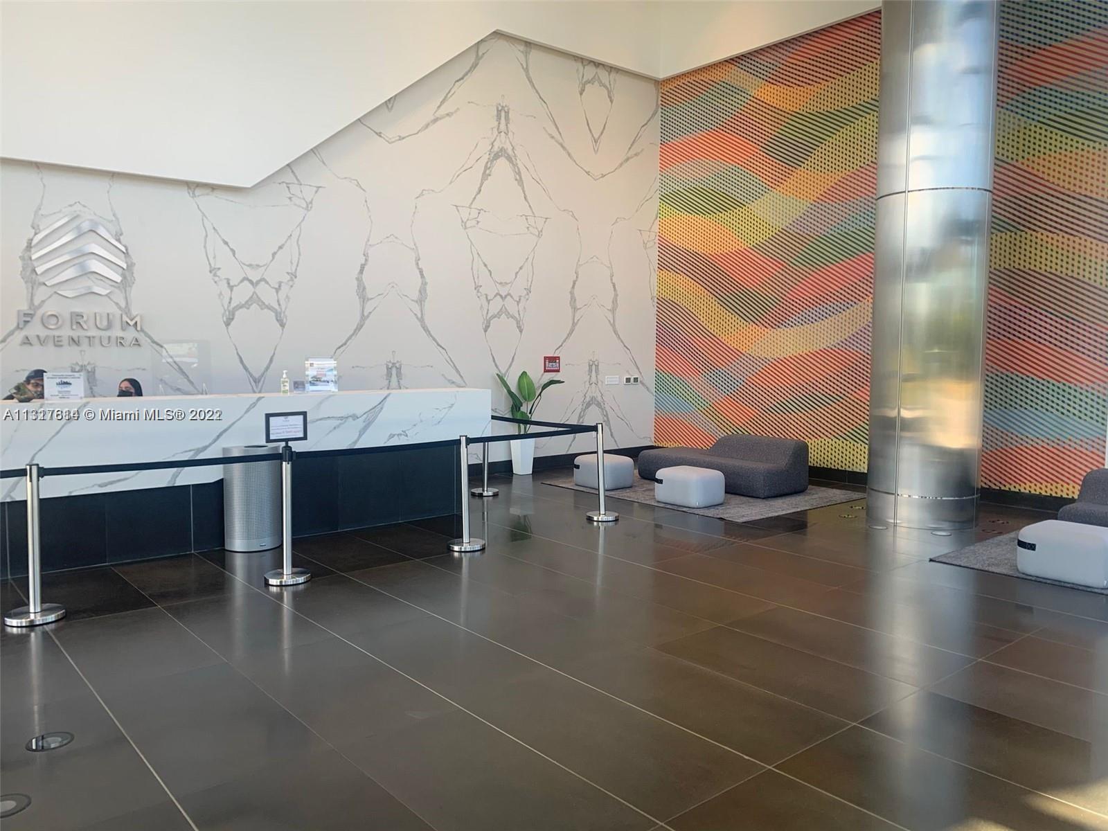 BEST LOCATION * OFFICE SPACE AT FORUM AVENTURA. NEW CONSTRUCTION DESIGNED BY ARQUITECTONICA. UNIT INCLUDES GORGEOUS FINISHES FLOORING AND DIVIDERS, HIGH MODERN CEILING. THE 576 SQFT SPACE FEATURES 2 PRIVATE OFFICES AND 1 OPEN SPACE, HUGE WINDOWS THROUGHOUT FOR PLENTY OF NATURAL LIGHT. ASSIGNED COVERED PARKING AND GUEST PARKING, GREAT COMMON AREAS. IMPRESSIVE 30 FOOT CEYLING ELEGANT LOBBY FEAUTURING ART CURATED BY MARIANO FERRANTES. CONFERENCE ROOM, INDOOR AND OUTDOOR LOUNGE ROOF TOP SKY LOUNGE, ENJOY AMAZING PANORAMIC VIEWS* IDEAL AREA FOR BUSINESS MEETINGS. PRIME LOCATION. STEPS FROM AVENTURA MALL, NEXT TO THE NEW TRAIN STATION.  FABULOUS AMENITIES, CLOSE TO RESTAURANTS. HIGHLY DESIRABLE LOCATION IN THE AFFLUENT AVENTURA BUSINESS DISTRICT *ALSO FOR SALE ML#A11323200  List Price:$410,000*