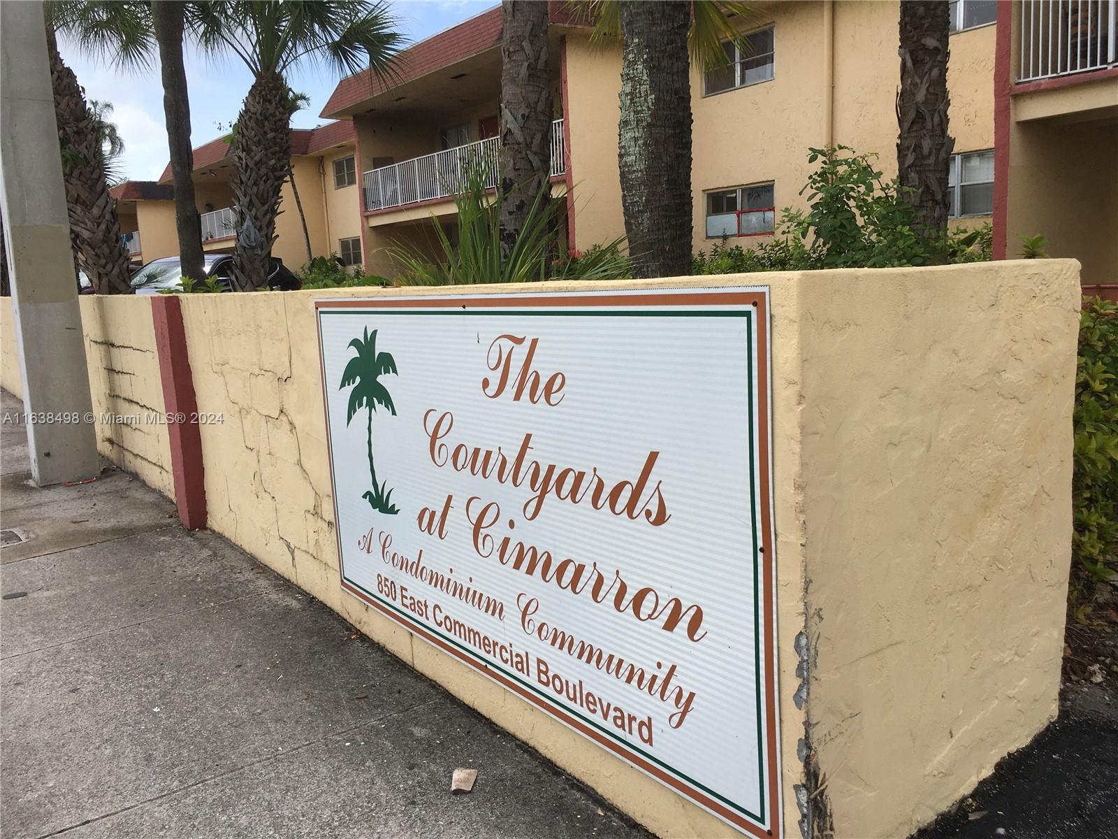 2 Bedroom 1 Bath Condo. East of I-95 on Commercial Blvd. Close to public transportation and walking distance to shopping, restaurants, and schools.  Second floor unit with private balcony.