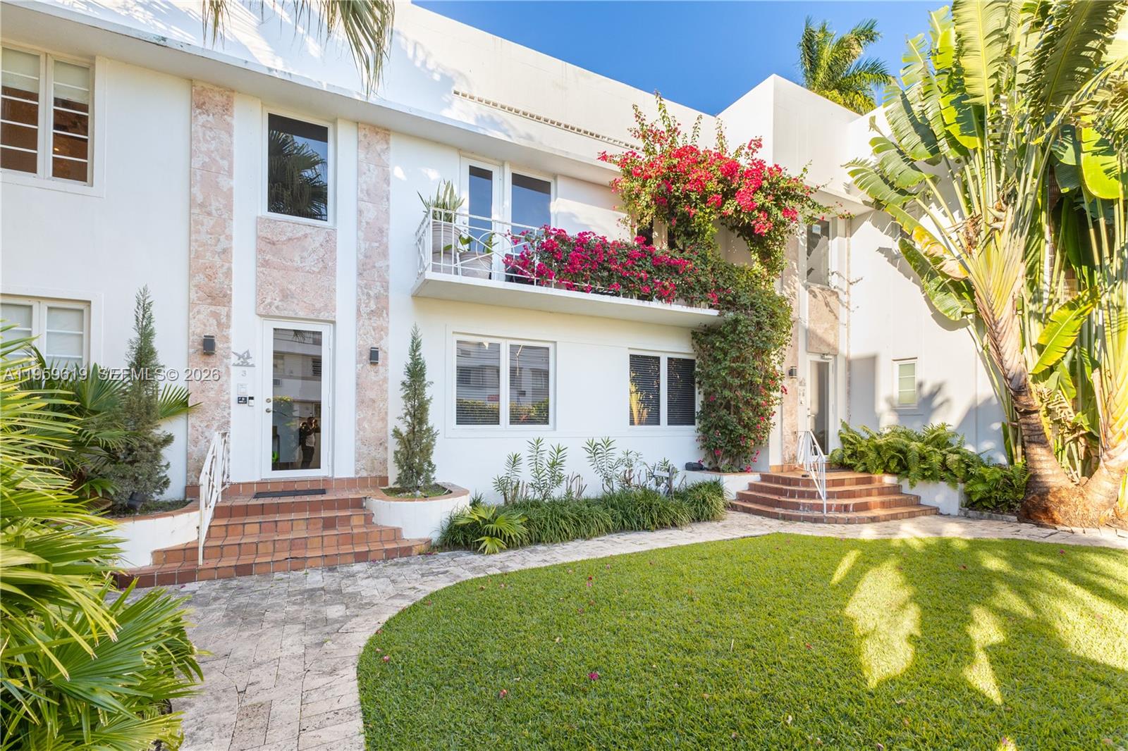 Live in a piece of history in this L. Murray Dixon Art Deco masterpiece! The Beachway located in the heart of South Beach just steps from Flamingo Park and all that it has to offer including tennis, swimming pool, gym, track, basketball, dog parks, kids park all free or reduced rate for residents. Lincoln Road is just a few blocks away, perfect for your Sunday stroll to the open-air antique market.  An afternoon walk to the beach is also just a few blocks away. This tranquil setting boasts a lush courtyard entry to a private sanctuary from the world outside offering plenty  room for lounging in the sun or entertaining guests for a meal outdoors. Inside you will find the orignal hardwood flooring, two bedrooms and two full en-suite baths plus in-unit laundry and all new hurricane impact windows! Three exposures offer plenty of light and allow for the cool winter breezes to come through. This is the perfect full or part time home for the historyl lover or anyone looking for a great Miami Beach get-away.