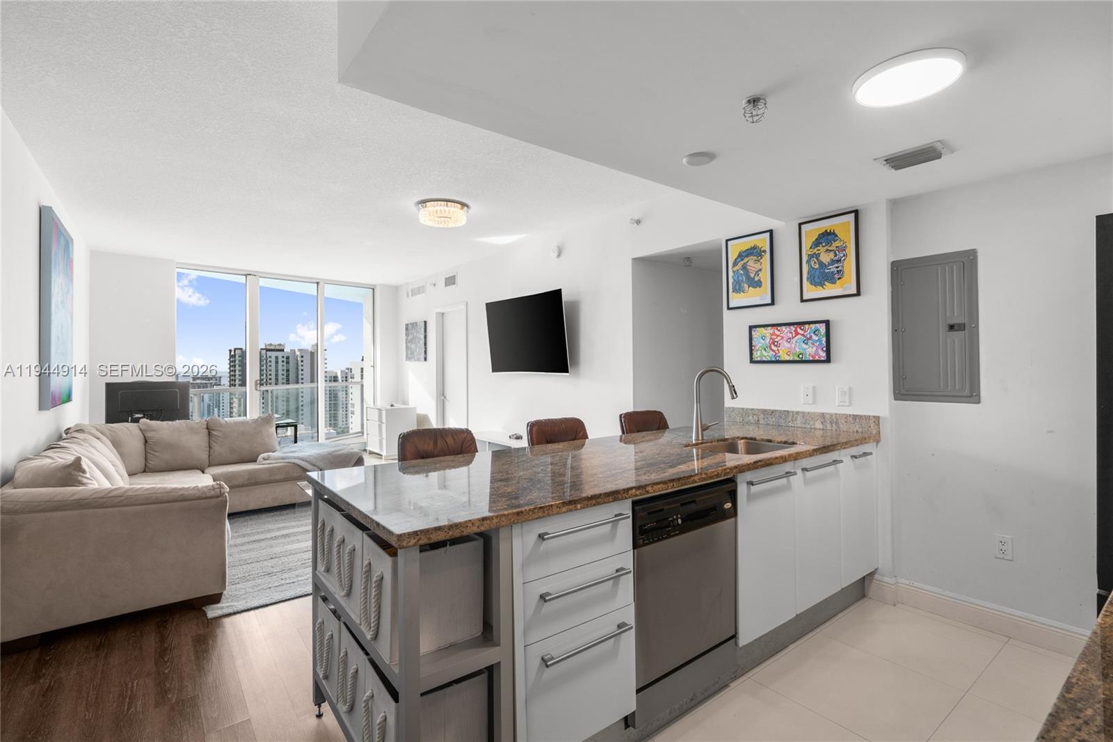 BEST VIEW AT LATITUDE ON THE RIVER! Corner 2BR/2.5BA residence offering 1,217 SF with panoramic views of Biscayne Bay, the Miami River, and sweeping sunset views of the Miami skyline. Features 10-ft ceilings, spacious bedrooms, and generous closet space. Brand new stainless-steel appliances. Latitude on the River offers resort-style amenities, including 24-hour valet, concierge, and security; a two-story clubhouse; a two-level 24-hour fitness center; a yoga studio; an infinity pool and jacuzzi; a sauna; theater room; pet park; conference room with Wi-Fi; and multiple indoor and outdoor lounge areas. Ideal Brickell location with exceptional walkability to dining, shopping, and entertainment, easy access to major highways, and minutes from Miami International Airport and the beach.