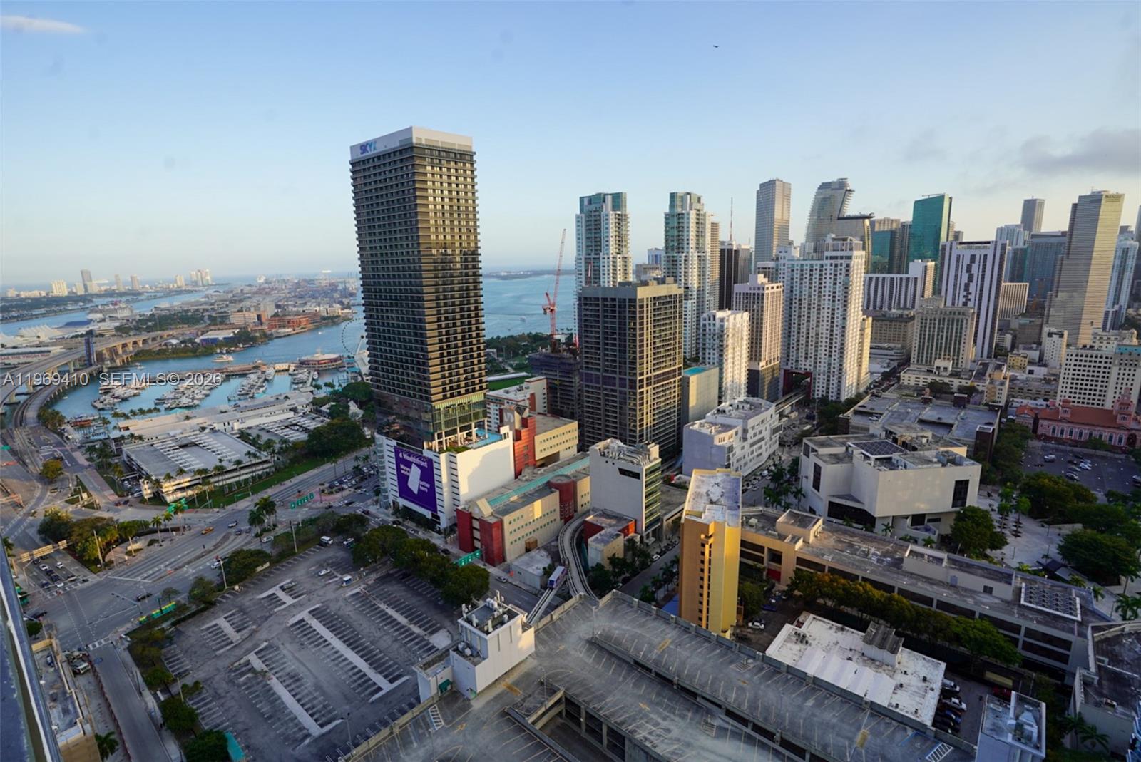 Discover elevated city living in this beautifully furnished corner unit on the 35th floor of Natiivo Miami. With 550 square feet of thoughtfully designed space, this modern residence features an open layout framed by floor-to-ceiling windows offering stunning panoramic views. The kitchen boasts stainless steel appliances, quartz countertops, and sleek cabinetry, perfect for both everyday living and entertaining. The bedroom offers a built-in closet, while the elegant bathroom is styled with high-end finishes and designer tilework. Additional highlights include engineered hardwood floors, smart climate control, and stylish furnishings—ready for immediate occupancy. Airbnb or private rentals allowed. A brand-new, never-before-rented opportunity you’ll want to see in person.