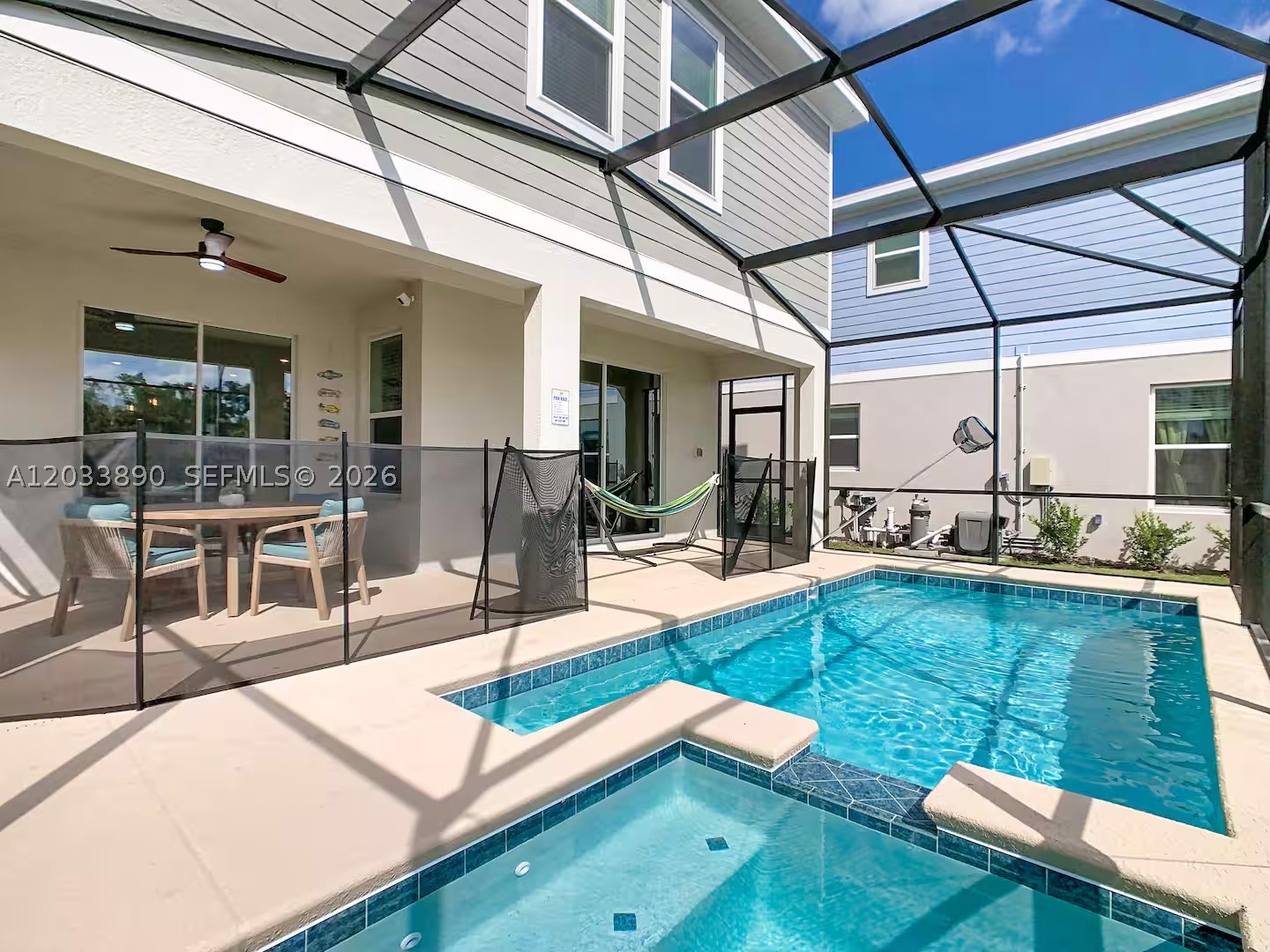 Brand-new furnished 6-bedroom, 5-bath residence in the gated community of Reunion Village, just minutes from Disney and Orlando’s top attractions. Nestled on a cul-de-sac and one of the largest lots in the community, this home offers privacy, comfort, and modern elegance. Features include a spacious open layout, quartz countertops, stainless steel appliances, a first-floor bedroom with full bath, and abundant natural light. Enjoy a private screened pool and spa, plus internet, cable, furniture, housewares, and kitchen essentials included. Residents have access to 7 community pools, fitness centers, parks, playgrounds, spas, and outdoor recreation areas. Optional Encore Club membership available. Conveniently located near golf, dining, shopping, and major highways.