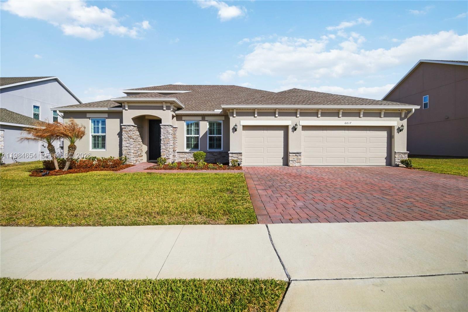 Beautifully maintained 5-bedroom, 4-bath home offering over 3,300 square feet of thoughtfully designed living space in one of Mount Dora’s most desirable communities. This nearly new residence features a well-appointed gourmet kitchen with quartzite countertops, 42-inch cabinetry with crown molding, gas range, and a side-by-side Electrolux refrigerator. The open-concept layout flows seamlessly into the main living areas, enhanced by crown molding, custom shutters, and abundant natural light throughout. Step outside to your private backyard retreat featuring a saltwater pool with gas heater and interchangeable LED lighting, all enclosed within a screened lanai, perfect for year-round enjoyment. With no rear neighbors, the outdoor space offers both privacy and tranquility.
Additional upgrades include granite countertops in the bathrooms and laundry room, upgraded rain showers, custom closet systems, garage storage, water softener, laundry room cabinetry, and fresh interior paint.
A spacious additional room provides flexibility for a media room, home office, or additional living space. Conveniently located near shopping, dining, and major roadways, this home offers the perfect balance of comfort, functionality, and modern living.