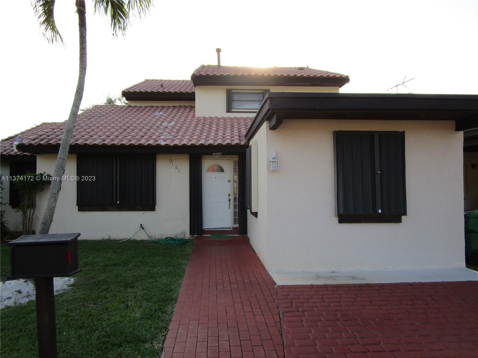 Great Kendall area- 4bedroom 3 bath home in Gladewinds a gated community close to Miami Dade College.  Two story home in walking distance to the community pool and park.   Home features a large screened in patio, featured tiled flooring.