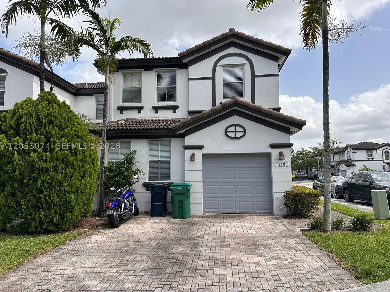 Spacious two story townhouse. 3 bedrooms and 2 and 1/2 baths. Mater bedroom on the lower floor. Tiles throughout first floor. Laminated second floor. Granite countertop. Stainless steel appliances. Large paver corner patio. Gated community with security access. Visitor parking spaces located very near to the unit. Club house; pool, party area. Easy access to Turnpike. Great schools. Recently painted and in very good general conditions. Showing please call listing agent 24 hours in advanced. Available for showing on Saturdays PM