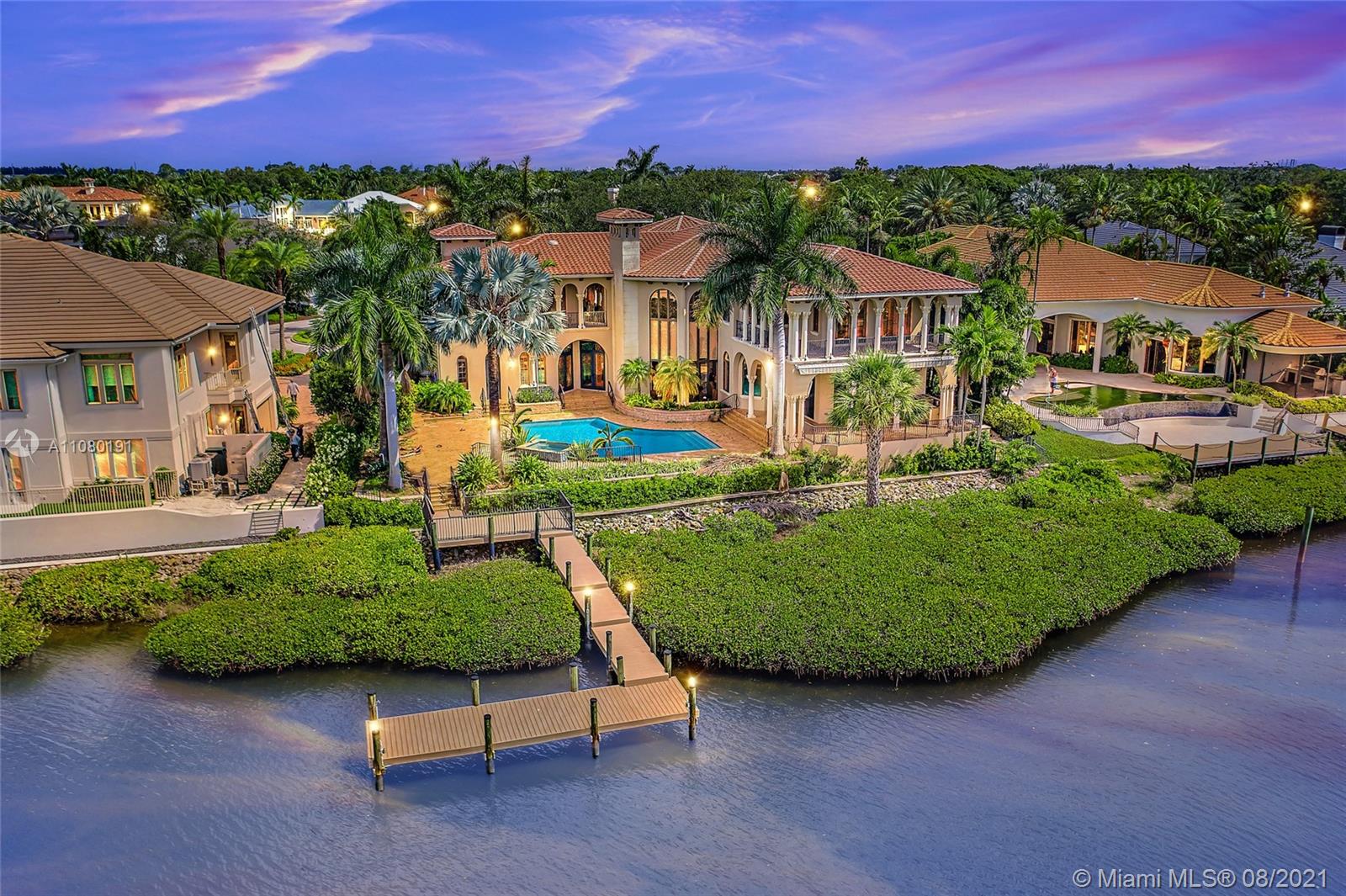 Waterfront Estate home with over 8,100 square feet of luxury living. Located on a tree lined, cul-de-sac street in the highly desirable Admirals Cove. Close to all the amenities and perfectly situated on over 100 feet of waterways with Intracoastal access. The home features 6 bedrooms, 3.5 car garage, a theater room, impact windows, fresh paint, fine craftmanship and materials and so much more!