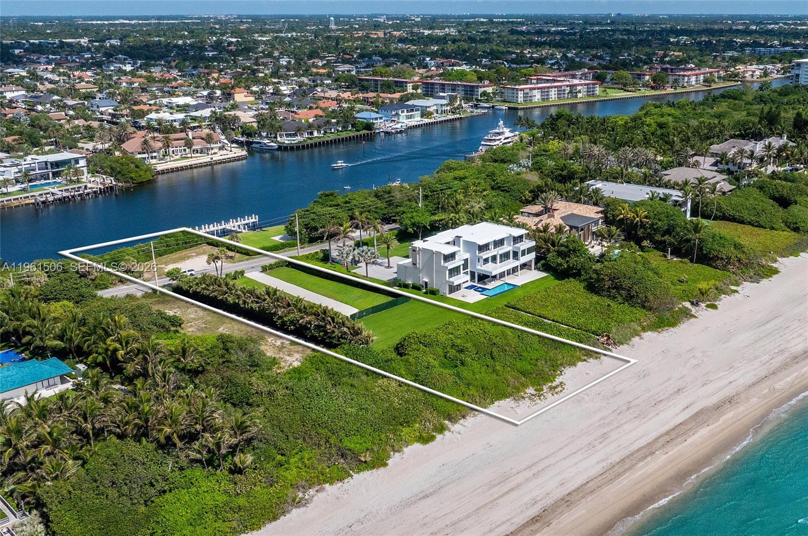 Positioned along Florida’s coveted Millionaire’s Mile, this rare ocean-to-Intracoastal vacant estate parcel presents a once-in-a-generation opportunity to create a bespoke waterfront legacy. Spanning 0.96 acres (41,965 sq ft) with 100 feet of direct water frontage, the property offers an extraordinary canvas in one of South Florida’s most prestigious coastal enclaves.

The lot is fully cleared and impeccably manicured, framed by mature trees along the perimeter to provide natural privacy and a serene sense of seclusion. On the ocean side, a private beach delivers direct access to the Atlantic, while the Intracoastal frontage offers the ability to construct a private dock, creating the ultimate dual-waterfront lifestyle—ideal for both yachting and beachfront living.

With its rare configuration, generous scale, and unmatched location, this offering is perfectly suited for a custom-designed oceanfront estate, allowing a discerning buyer to bring a singular architectural vision to life. Surrounded by some of South Florida’s most significant residences, this is an exceptional landholding defined by prestige, privacy, and limitless potential.

An iconic setting. A blank canvas. A legacy in the making.