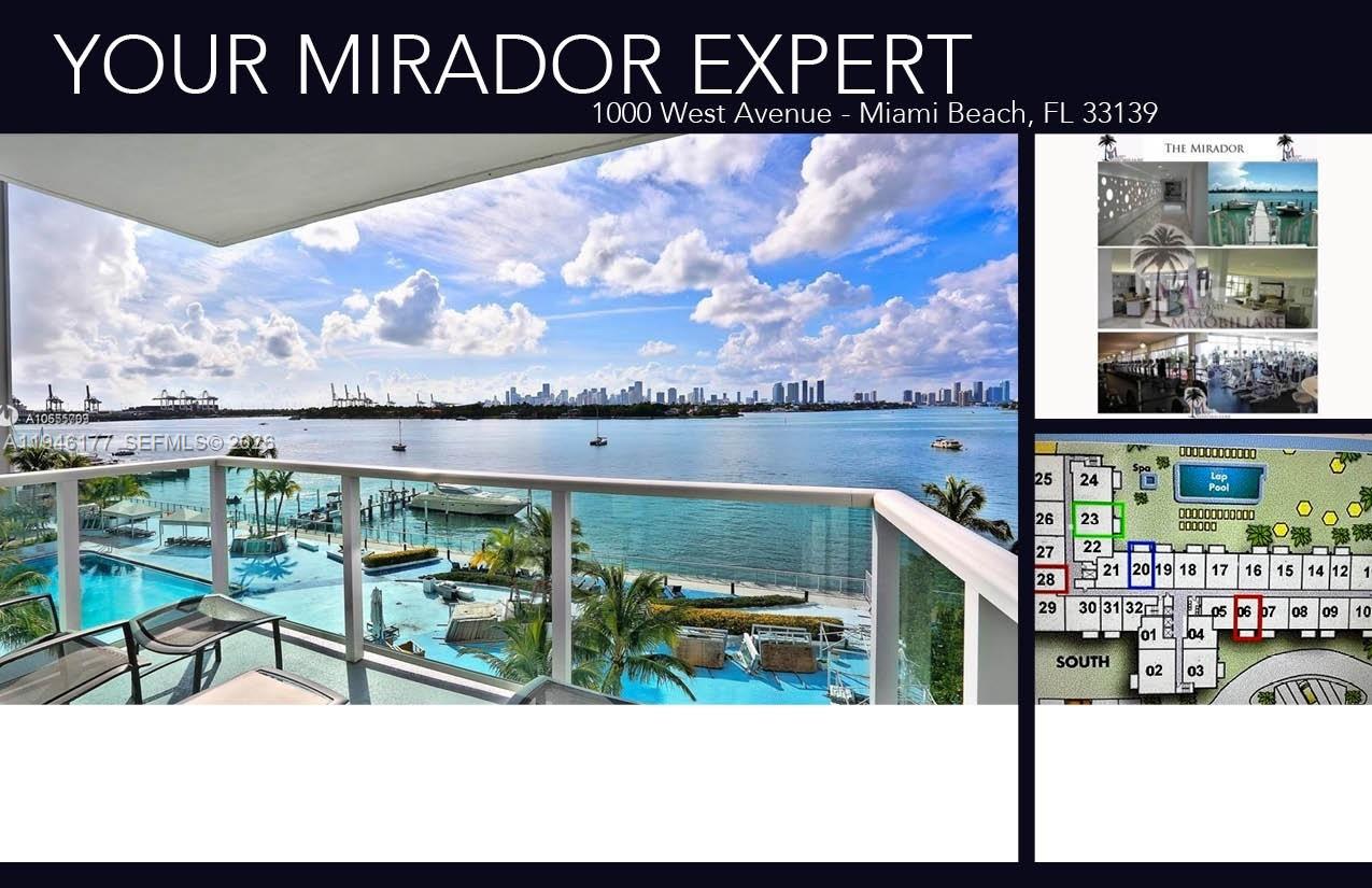 INVESTOR ONLY - rented until MAY 31st 2027 @ $2,300 per month. Large remodeled studio at the Mirador 1000. High floor with nice city and partial ocean views in this full service condominium; gorgeous pool deck with jacuzzi right on the bay and a 5000 sqft gym/fitness center. Centrally located on the West Avenue corridor. Literally across the street from Whole Foods and just blocks to Lincoln Rd and the beach. Cable & Internet included in the HOA fee. Great as a comfortable pied-a-terre in Miami Beach or as an investment property that always rents quickly.