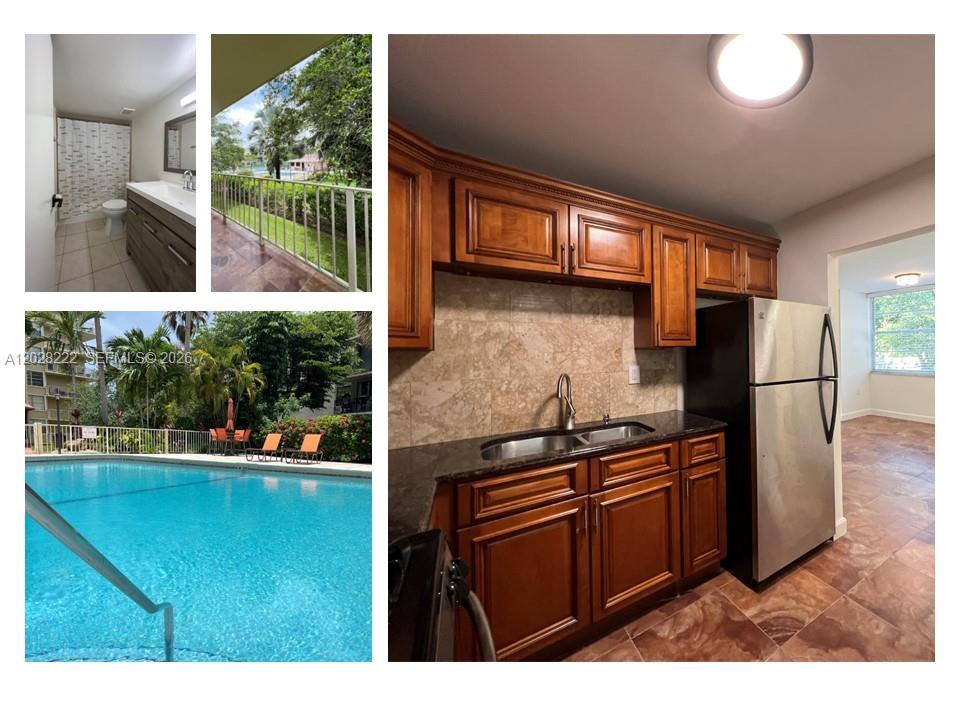Great location and spacious apartment in The Falls area. Corner unit with 1,253 Sq. Ft., 2/2, new bathroom vanities, impact windows, and a wrap-around balcony with a great view of the pool and tennis court.
The monthly rent includes water. This building features an elevator, clubhouse, tennis court, pool, assigned
parking spaces, laundry facility, on-site management, and interior gardens. Close to banks, supermarkets,
restaurants, and everything within walking distance. Tenant occupied, available the first week of August.
