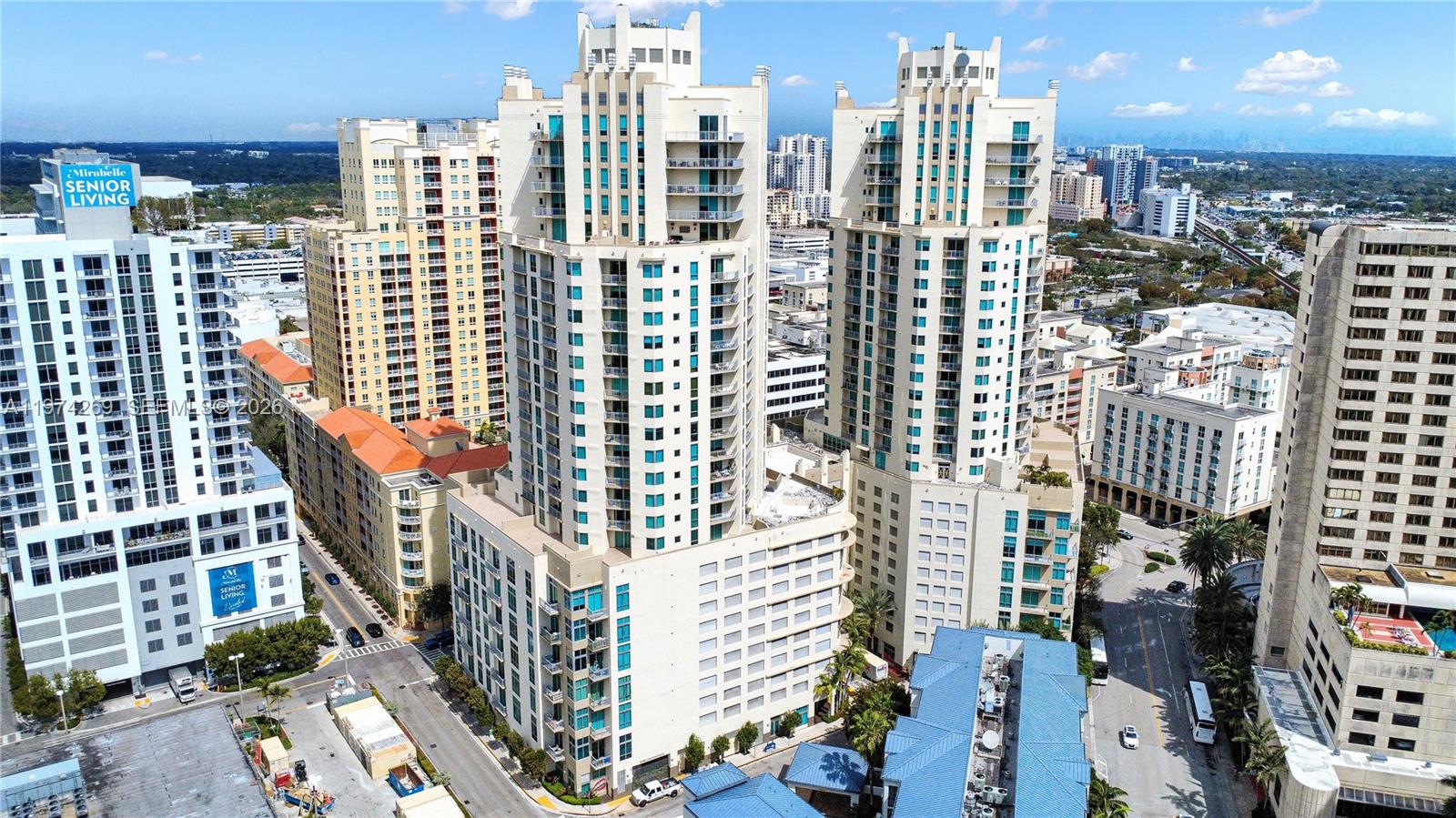 Elevate your living experience in this stunning two-bedroom, one-bath condo featuring a private elevator and high ceilings. Enjoy the convenience of an in-unit washer and dryer, along with a recently installed air conditioning system (just one year old). The home showcases elegant ceramic flooring throughout, with no carpet to maintain.
Located within walking distance to Publix and Trader Joe's, and with easy access to the nearby Metrorail, this condo offers unmatched convenience. Residents can take advantage of two sparkling pools(under renovations ) and a fully equipped gym within the high-rise building, which boasts 26 stories.
Community amenities include a meeting room ideal for book clubs and parties, complete with a kitchen. This pet-friendly building welcomes pets weighing up to 50 pounds and permits leasing within the first year. You'll also enjoy one assigned covered parking space and valet service for your guests. Don't miss out on this exceptional opportunity!