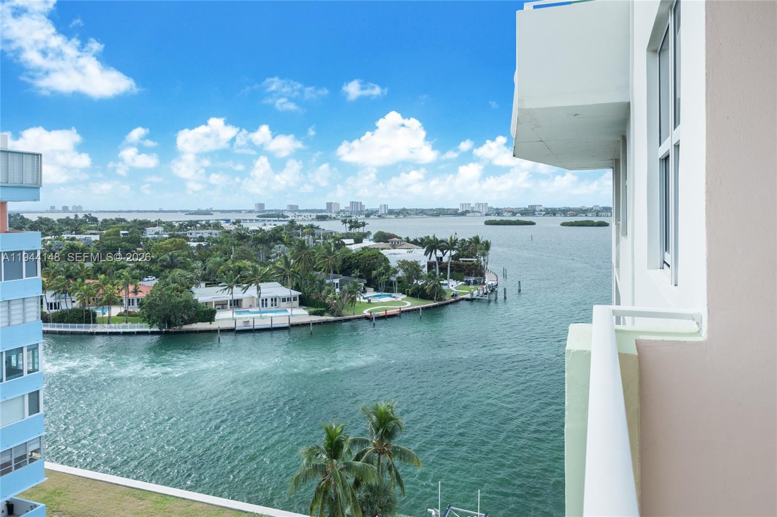 This gracious one-bedroom residence with a den or private office presents a rare opportunity to enjoy refined island living in one of Bay Harbor Islands’ most coveted waterfront settings. Shows impecable. The kitchen is open to the living/dining room area and the unit is complemented by central air conditioning and an in-residence washer and dryer for seamless everyday living. From the private balcony, tranquil bay and skyline views unfold, offering a serene visual escape.

Set within a full-service waterfront building, residents enjoy 24-hour concierge service, a waterfront pool, fitness center, and meeting room. Ideally positioned at the island’s westernmost point, the building occupies a truly privileged location—where water, light, and privacy converge.

Bay Harbor Islands is a sophisticated island enclave renowned for its top-rated K–8 school, dedicated police department, and intimate city governance. The lifestyle is effortlessly walkable, with Bal Harbour Shops, fine dining, the ocean, and multiple houses of worship all just moments away—an exceptional blend of tranquility, prestige, and proximity.

Special assessment of $69.96 paid monthly until December 2028. They were levied to modernize the elevators and replace the building's chiller.