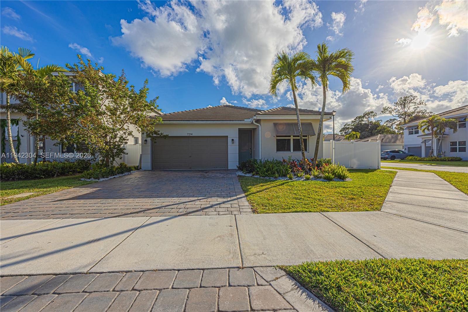 Features: The garage has finished flooring, air conditioning, and a built-in storage area and refrigerator. Glass shower doors in all bathrooms. SONOS sound system installed throughout the house. California Closets and kitchen cabinets, curtains and blinds already installed, high-speed internet and cable, advanced alarm system with cameras, beautiful landscaping, fenced yard and covered patio, and a built-in equipped barbecue area. Enjoy your new home!