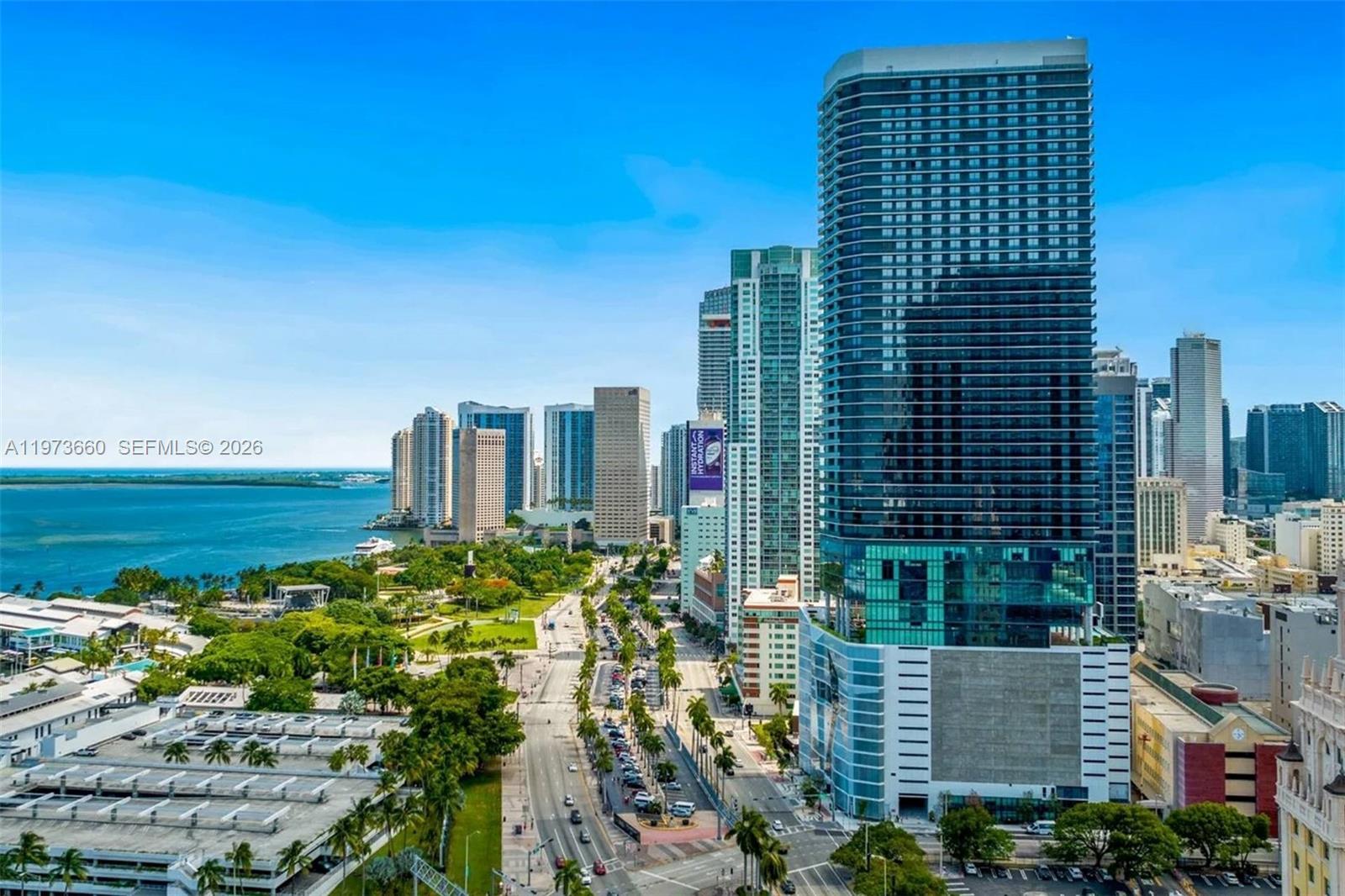 Best priced condo in its line! Opportunity knocks. Live above it all in this elegant one-bedroom suite at The Elser, where floor-to-ceiling windows and a private balcony showcase breathtaking views of Biscayne Bay, sailboats, and the Skyview observation wheel. This spacious, high-ceiling unit features designer finishes, a gourmet kitchen, spa-style bath, and luxury bedding. Enjoy 5-star amenities including a wrap-around pool, sky lounge, two-story fitness center, valet, and 24/7 concierge. Ideally located near the Kaseya Center, Bayside, Port of Miami, parks, and transit. Great opportunity to utilize the hotel program to earn income if you travel away from Miami.  You can elevate your lifestyle in the heart of downtown Miami.