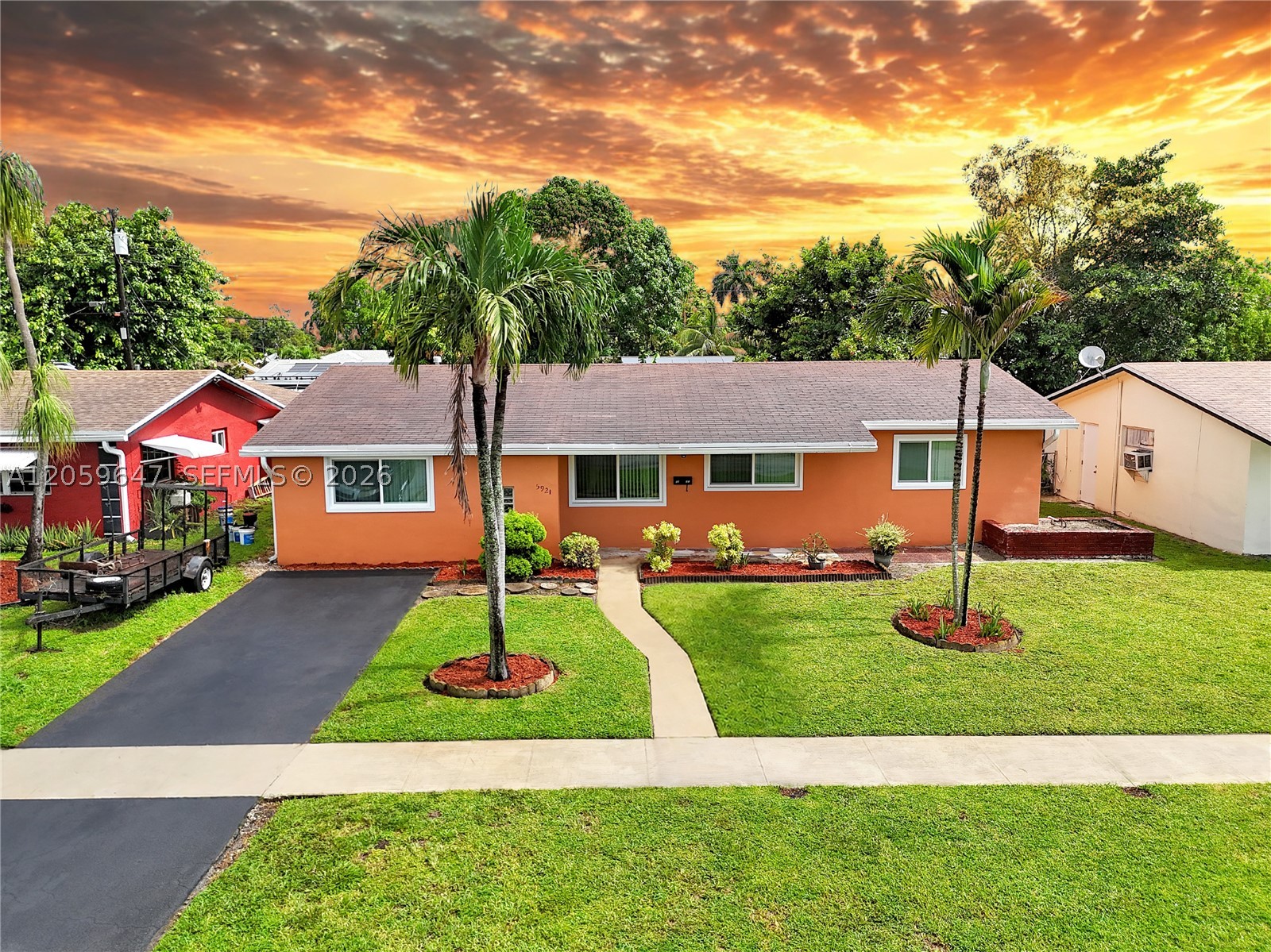 Welcome to your private tropical retreat—a charming 3-bedroom, 2-bathroom pool home featuring a lush backyard with a sparkling in-ground pool, mature fruit trees, and no HOA. Inside, enjoy a flexible layout with stylish wood-look flooring and a fully updated gas kitchen complete with grey shaker cabinets, granite counter space, stainless steel appliances, and a pass-through breakfast bar. Highlights include a spacious extra room ideal for a home office or playroom, upgraded tiled bathrooms, and sliding glass doors that open to a tiled patio built for outdoor entertaining. Conveniently located near top local parks, shopping, and major highways for a seamless commute.