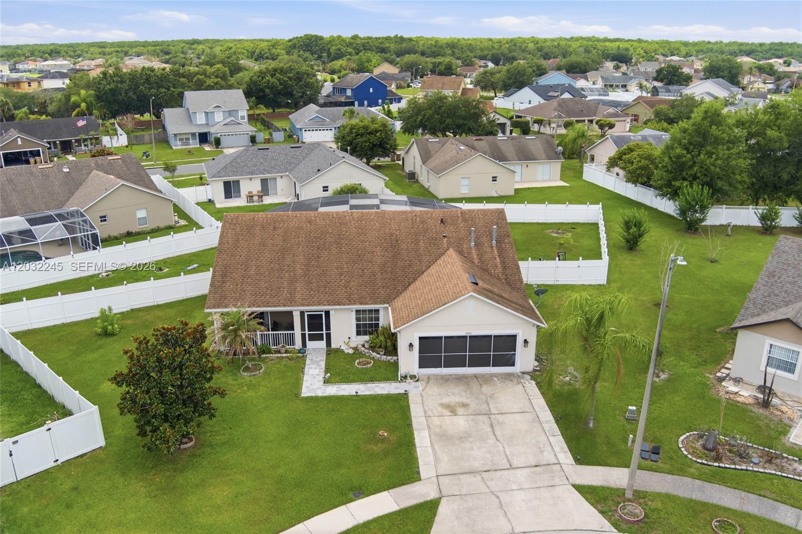 Beautiful 3-bedroom, 2-bathroom home located on a quiet cul-de-sac in a desirable community. This well-maintained property features a 2019 roof, newer A/C, and a solar-heated pool for year-round enjoyment. The spacious backyard offers plenty of green space, while multiple patio and seating areas create the perfect setting for relaxing or entertaining family and friends. The functional floor plan provides comfortable living spaces and plenty of natural light. Enjoy the privacy of a large outdoor area while being conveniently located near shopping, dining, schools, medical facilities, major highways, and Central Florida attractions. Whether you’re looking for a primary residence, vacation home, or investment property, this home offers a wonderful opportunity to enjoy the Florida lifestyle. Move-in ready and waiting for its new owner!